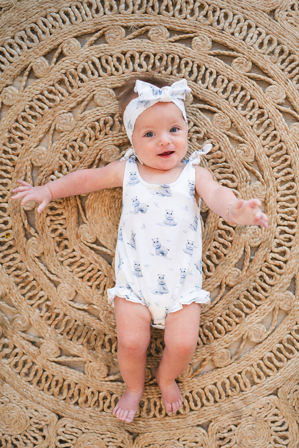 Baby Hippo - Organic Bowtie Shoulder Bodysuit