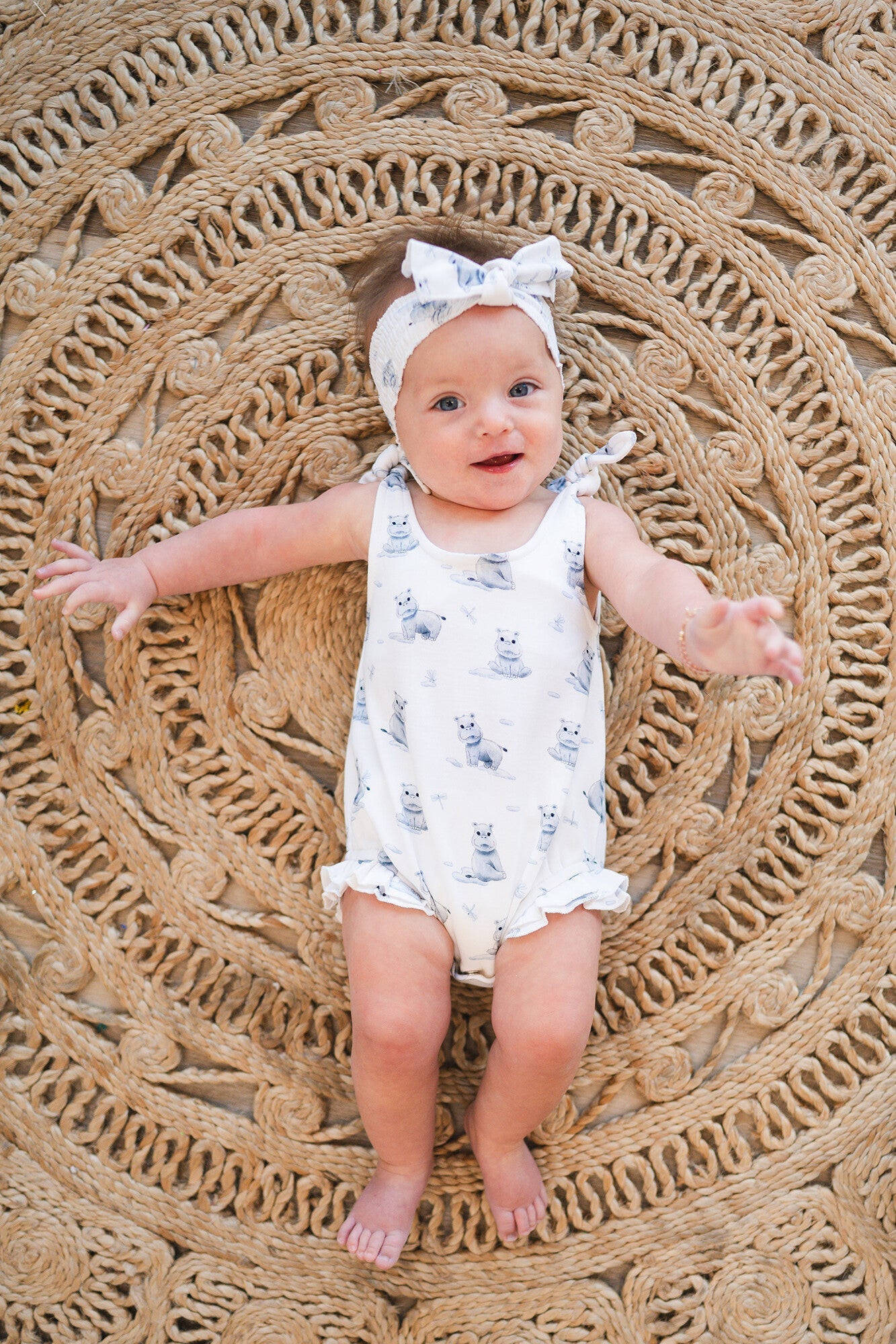 Baby Hippo - Organic Bowtie Shoulder Bodysuit