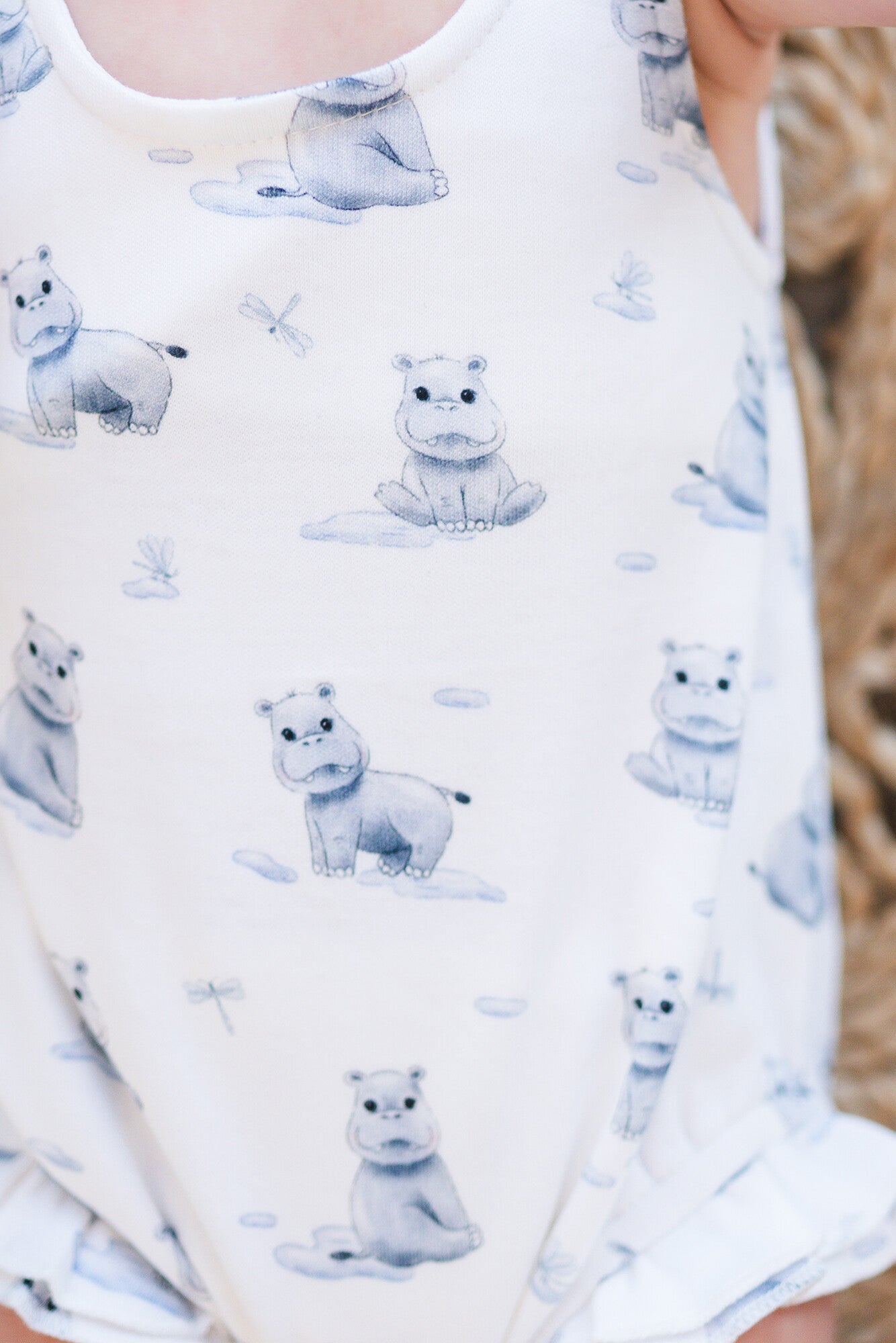 Baby Hippo - Organic Bowtie Shoulder Bodysuit