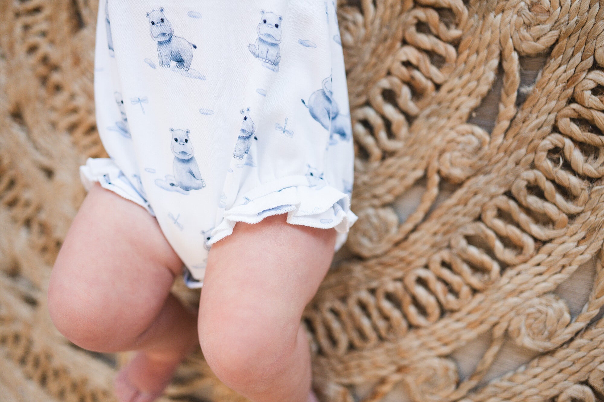 Baby Hippo - Organic Bowtie Shoulder Bodysuit