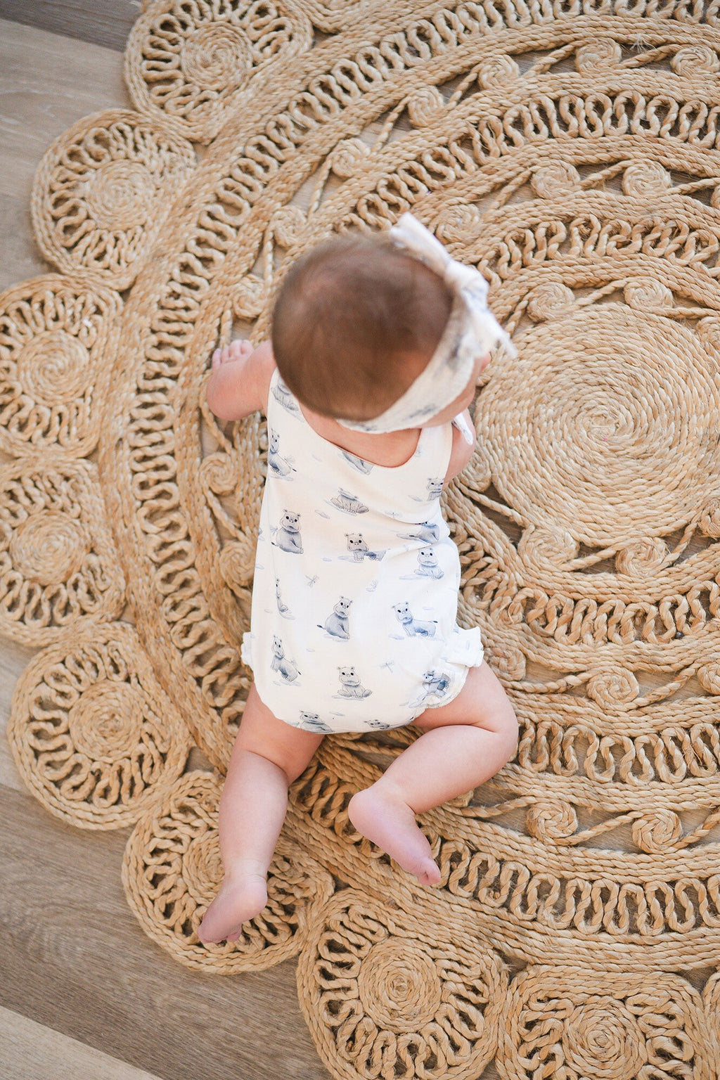Baby Hippo - Organic Bowtie Shoulder Bodysuit