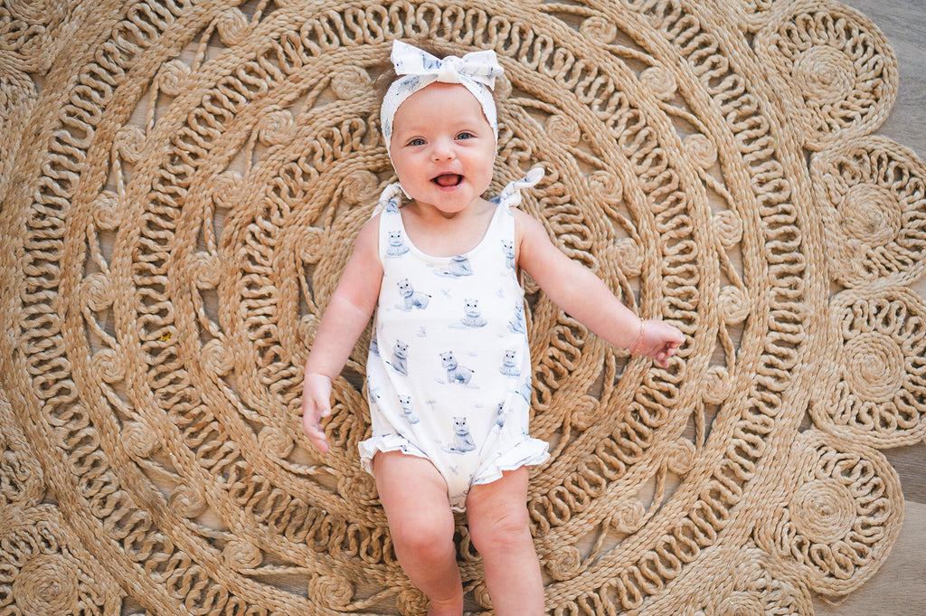 Baby Hippo - Organic Bowtie Shoulder Bodysuit