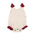 Crimson Pinstripe - Organic Bowtie Shoulder Bodysuit