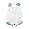 Pool Pinstripe - Organic Bowtie Shoulder Bodysuit