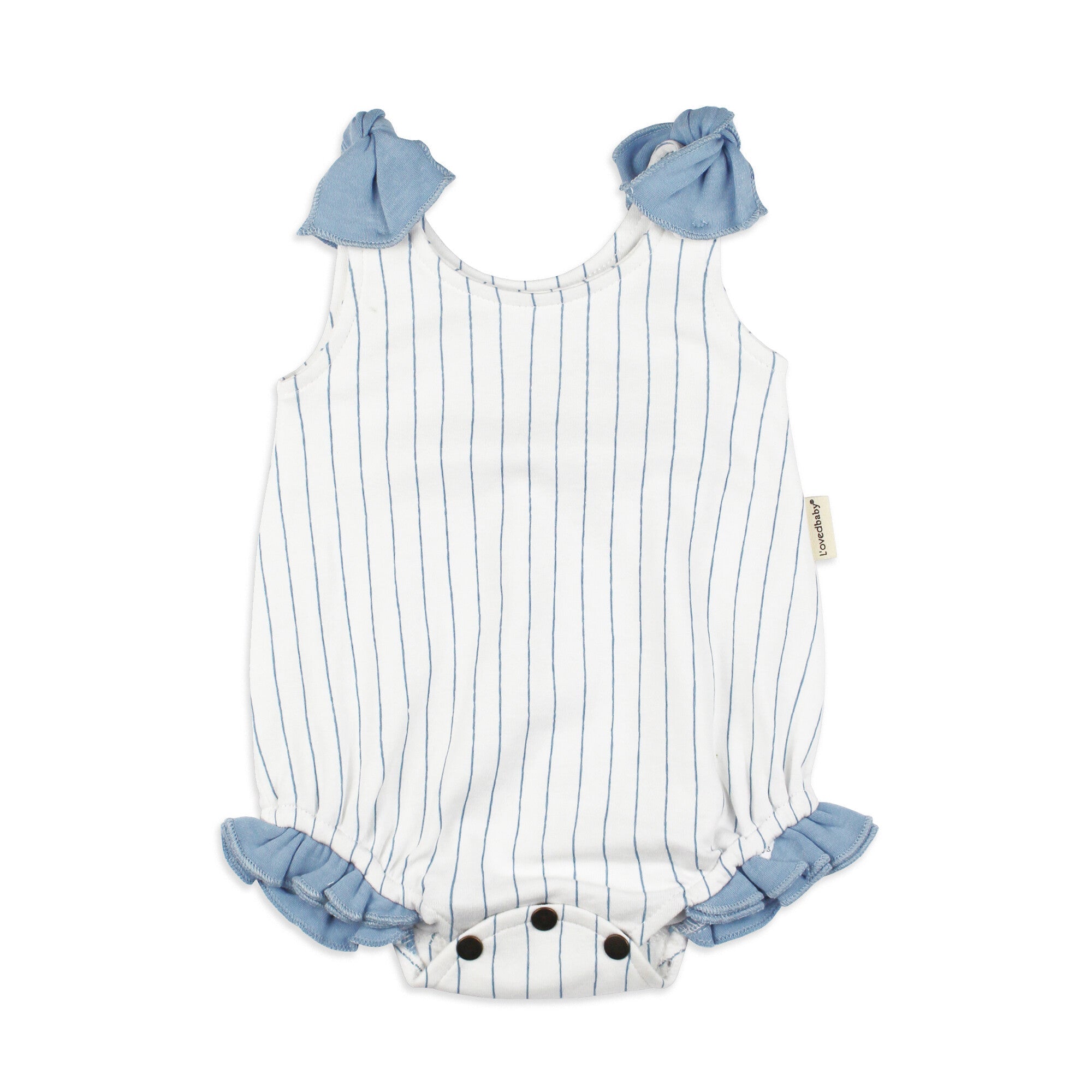 Pool Pinstripe - Organic Bowtie Shoulder Bodysuit
