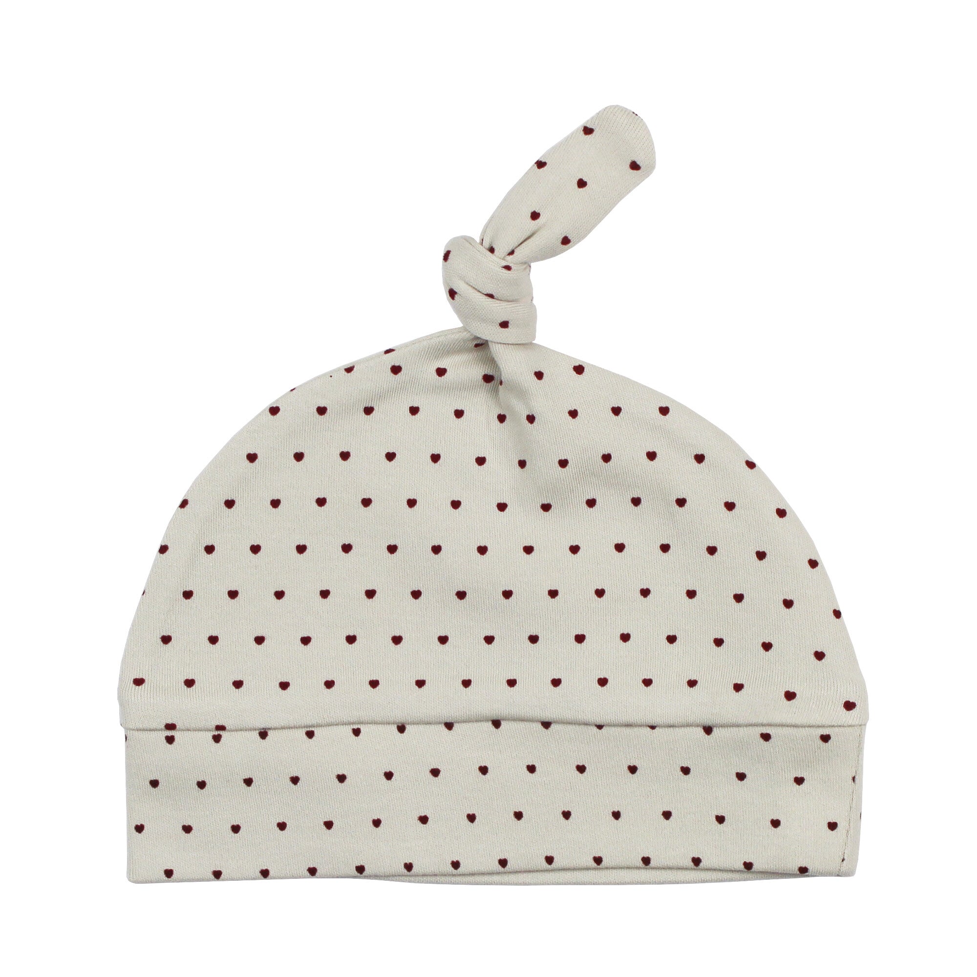 Crimson Mini Hearts - Organic Knotted Hat