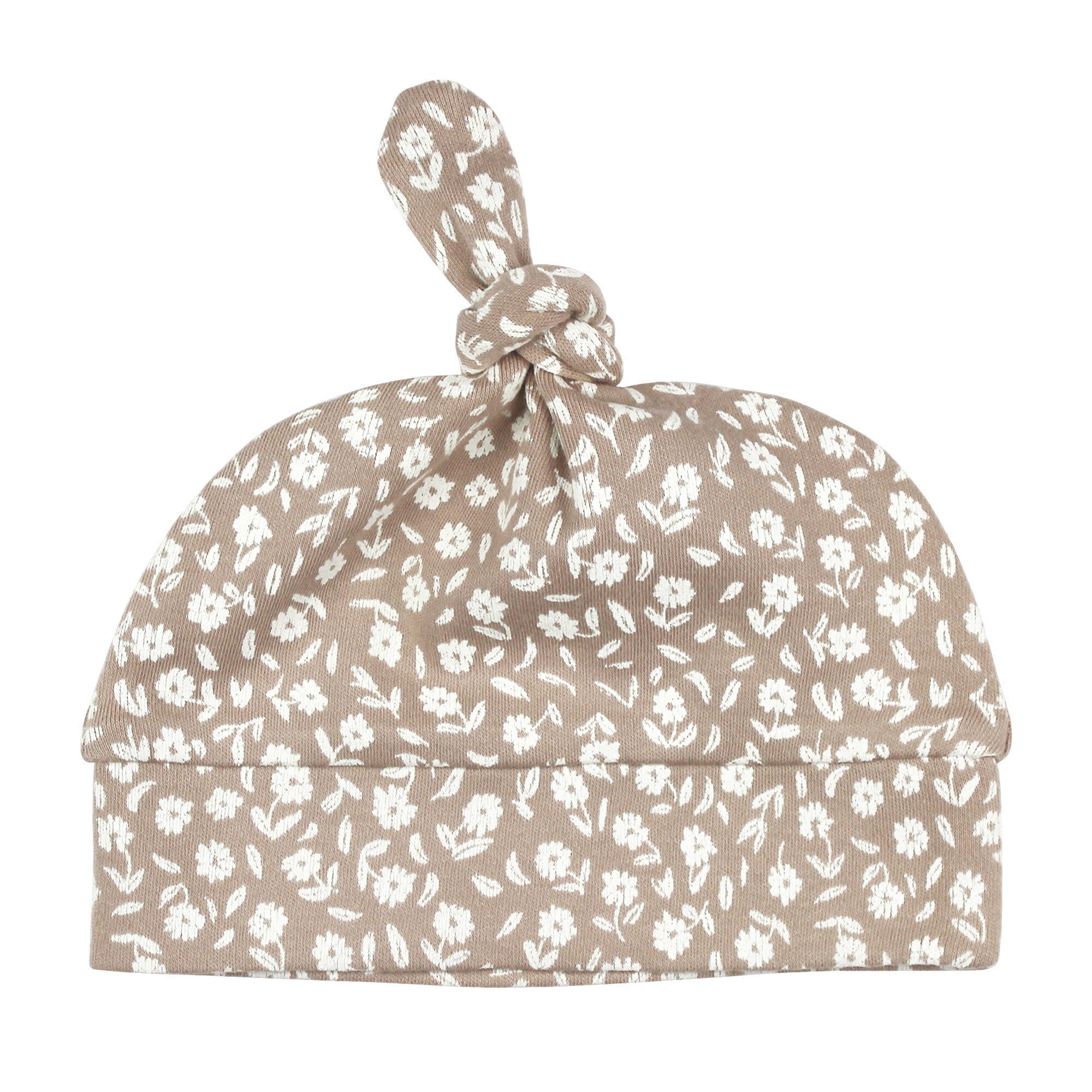 Oatmeal Ditsy Floral - Organic Knotted Hat