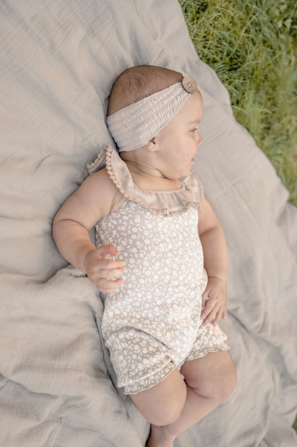 Oatmeal Ditsy Floral - Organic Bubble Romper
