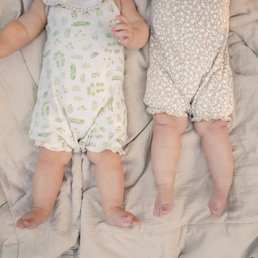 Oatmeal Ditsy Floral - Organic Bubble Romper