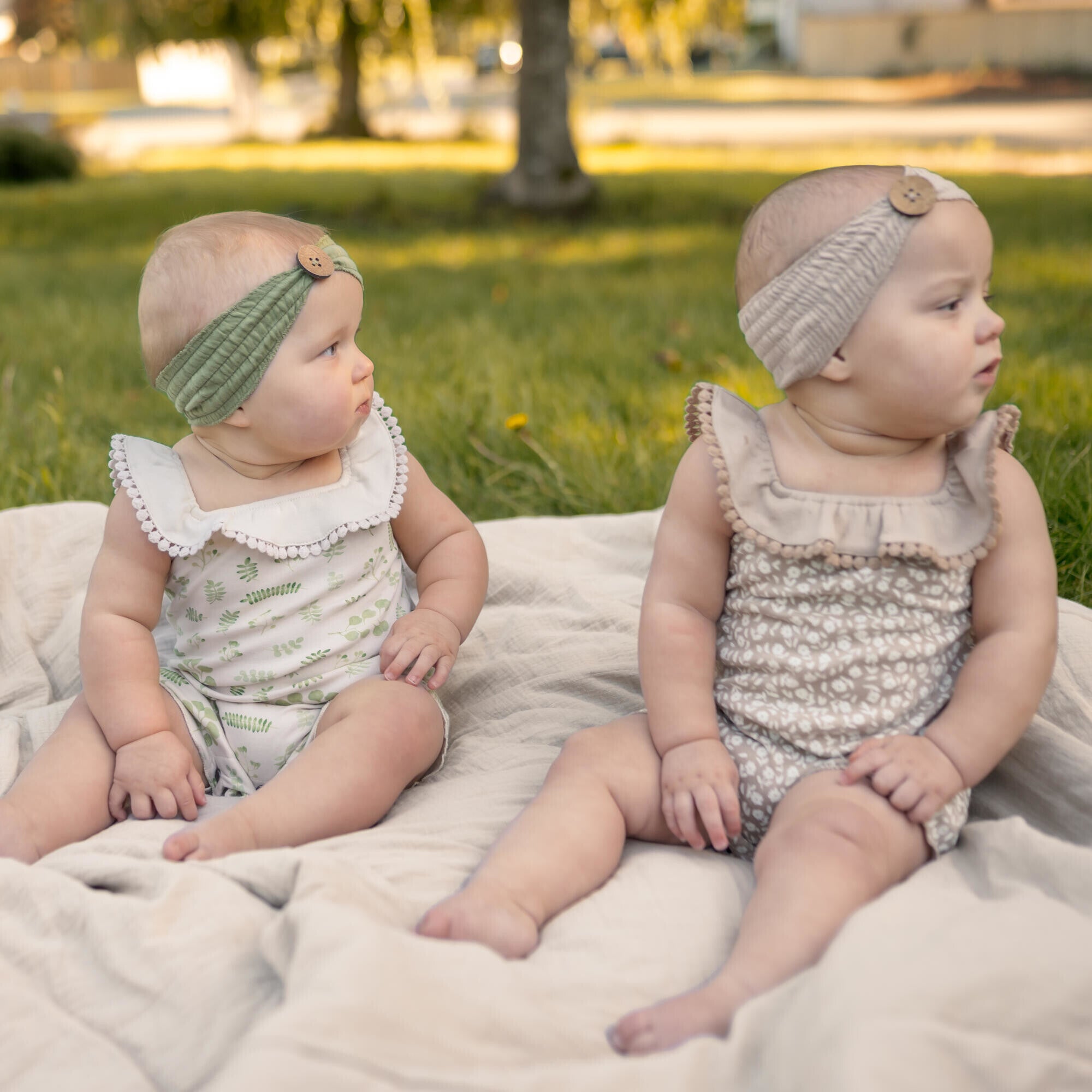 Oatmeal Ditsy Floral - Organic Bubble Romper