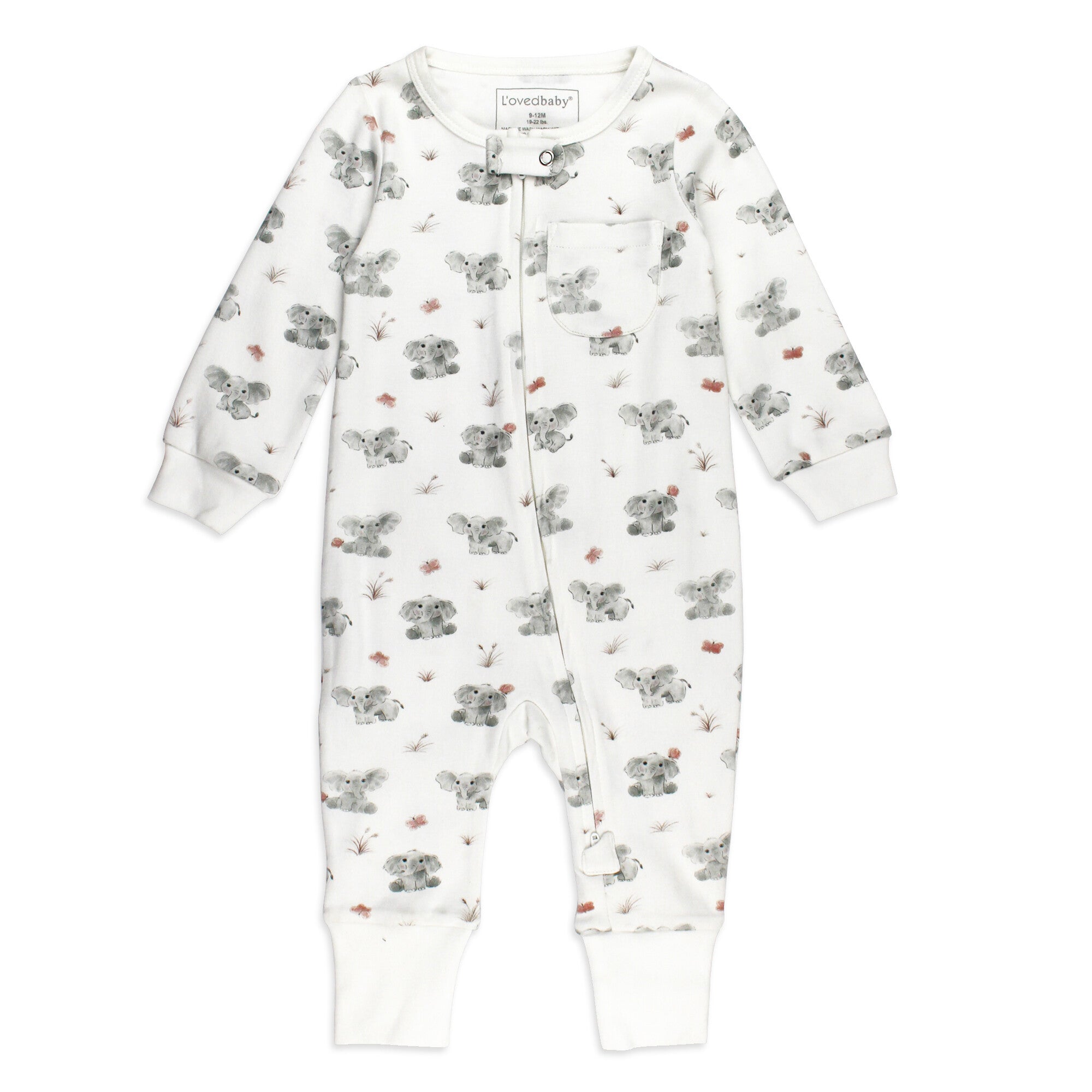 Baby Elephant - Organic Zipper Romper