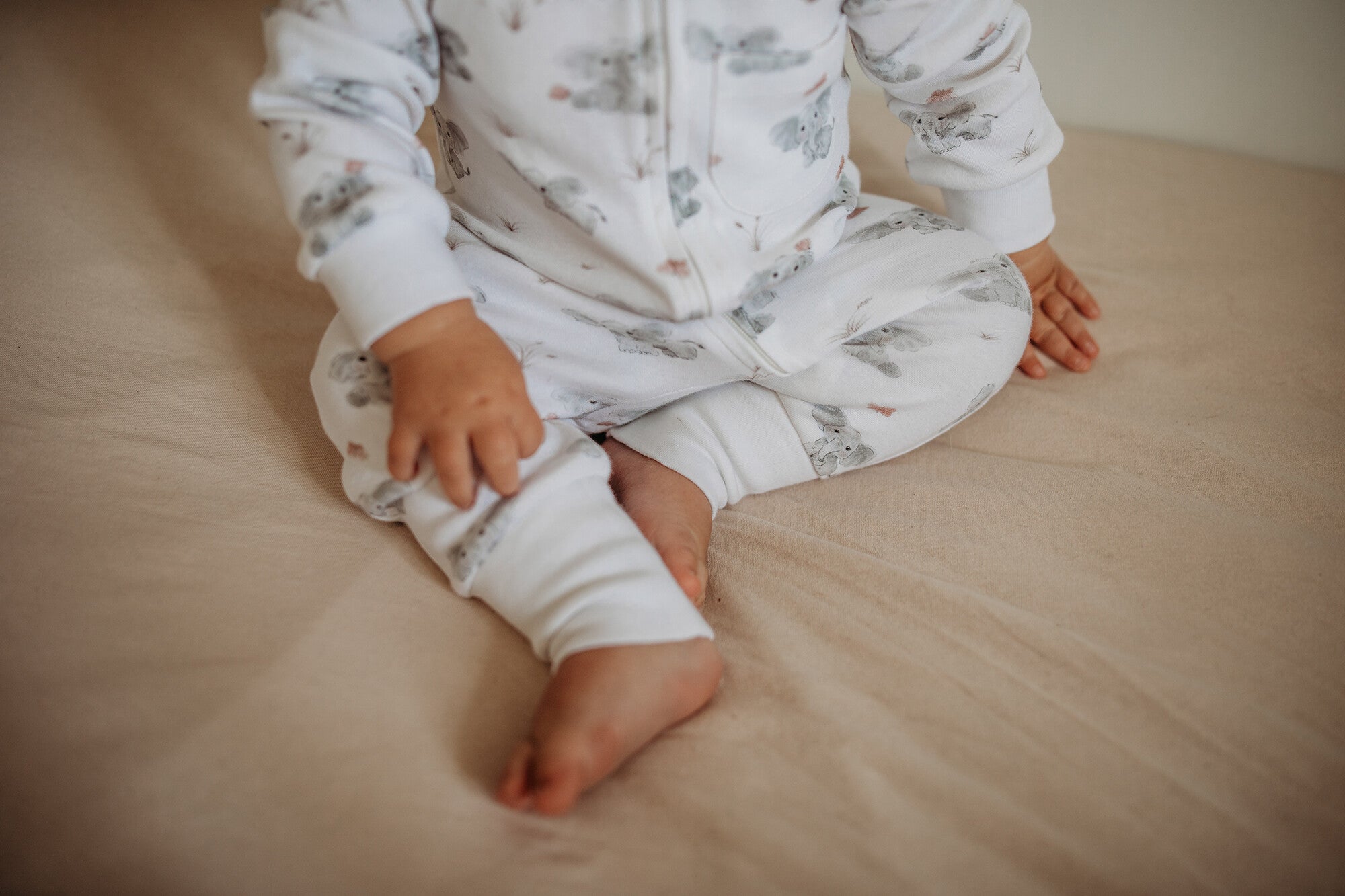 Baby Elephant - Organic Zipper Romper