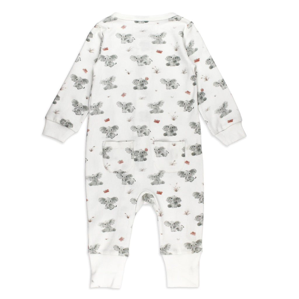 Baby Elephant - Organic Zipper Romper