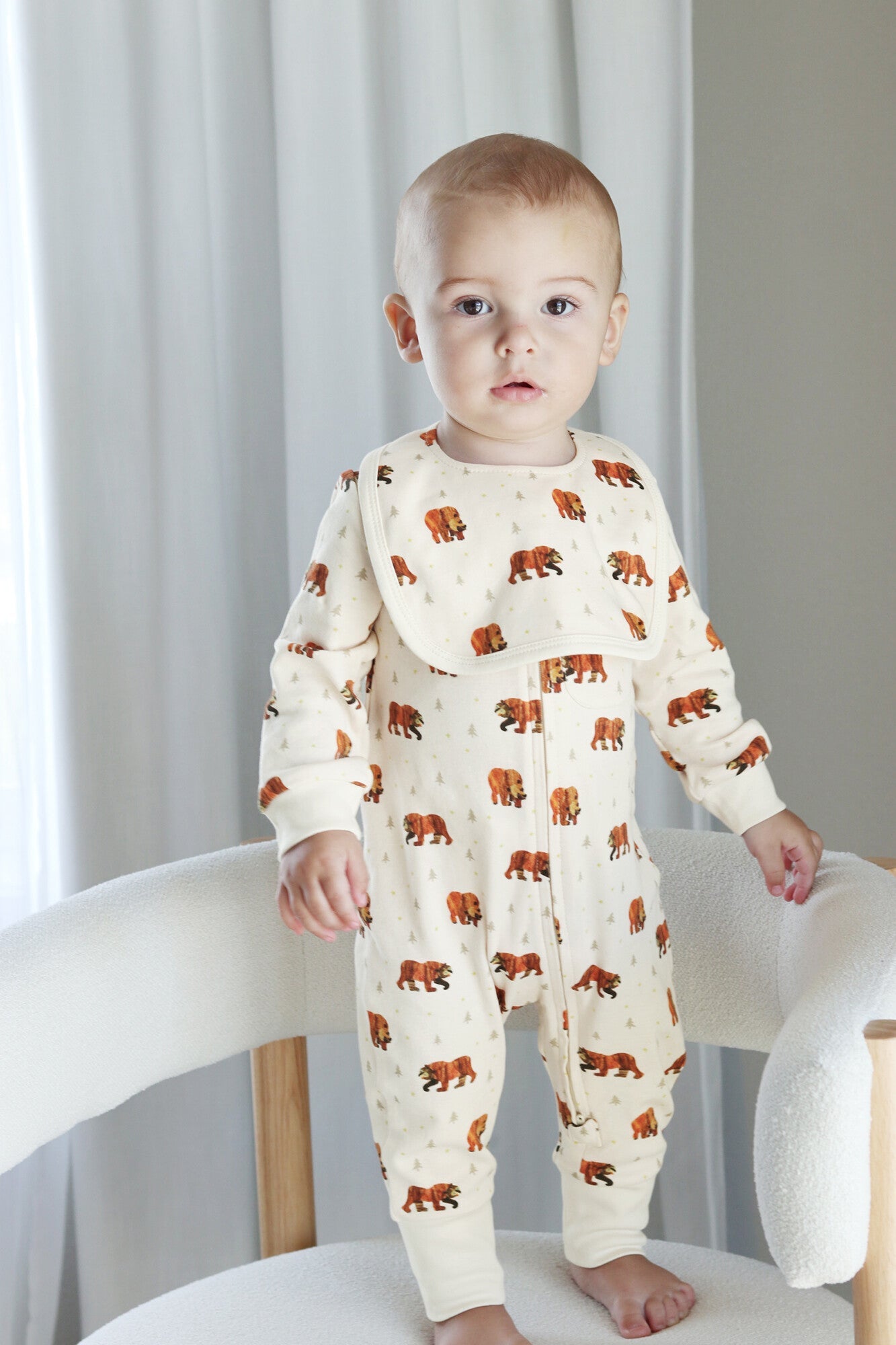 Brown Bear - Organic Zipper Romper