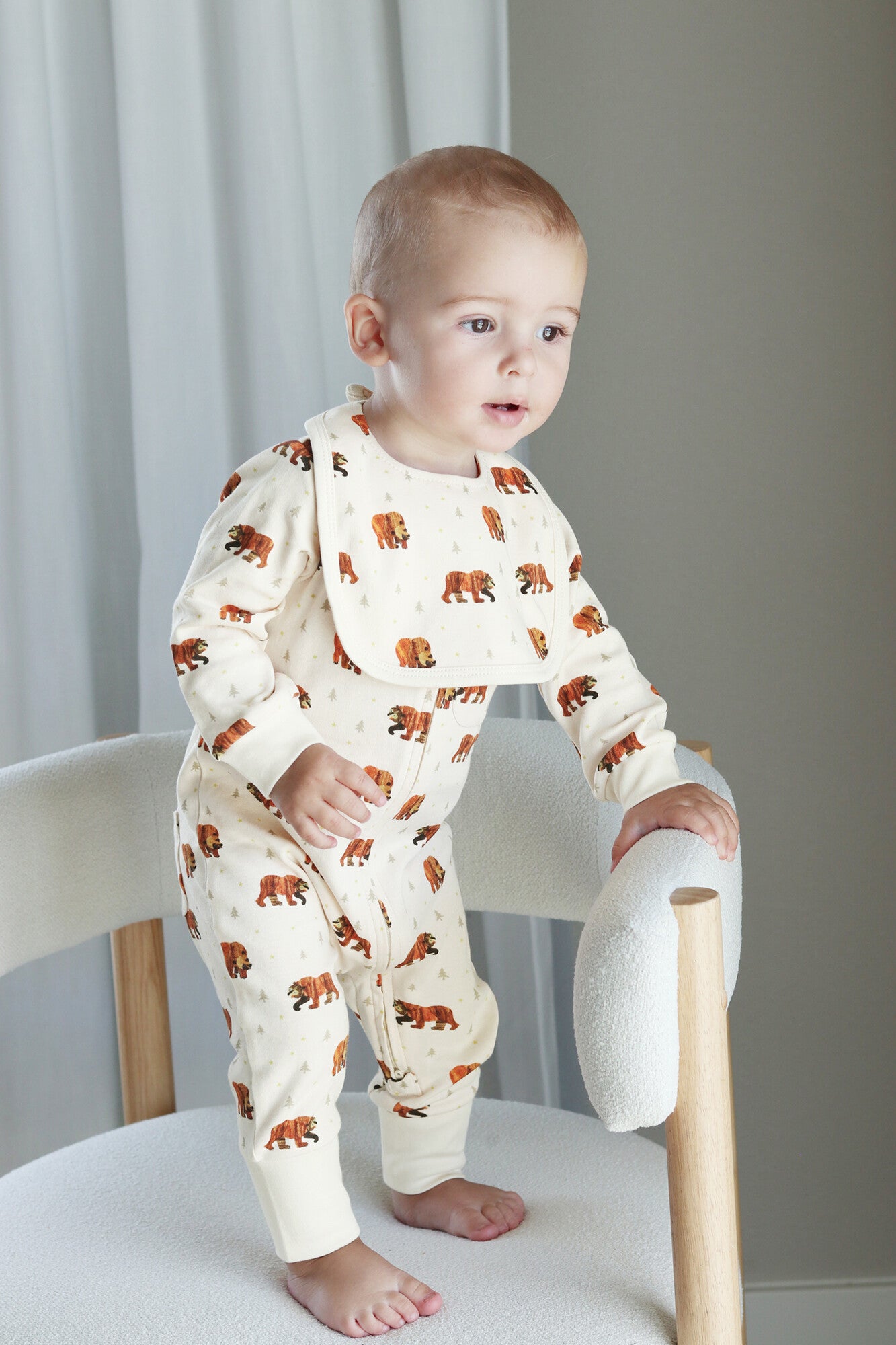 Brown Bear - Organic Zipper Romper