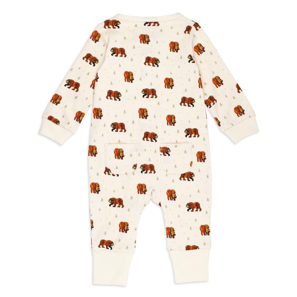 Brown Bear - Organic Zipper Romper