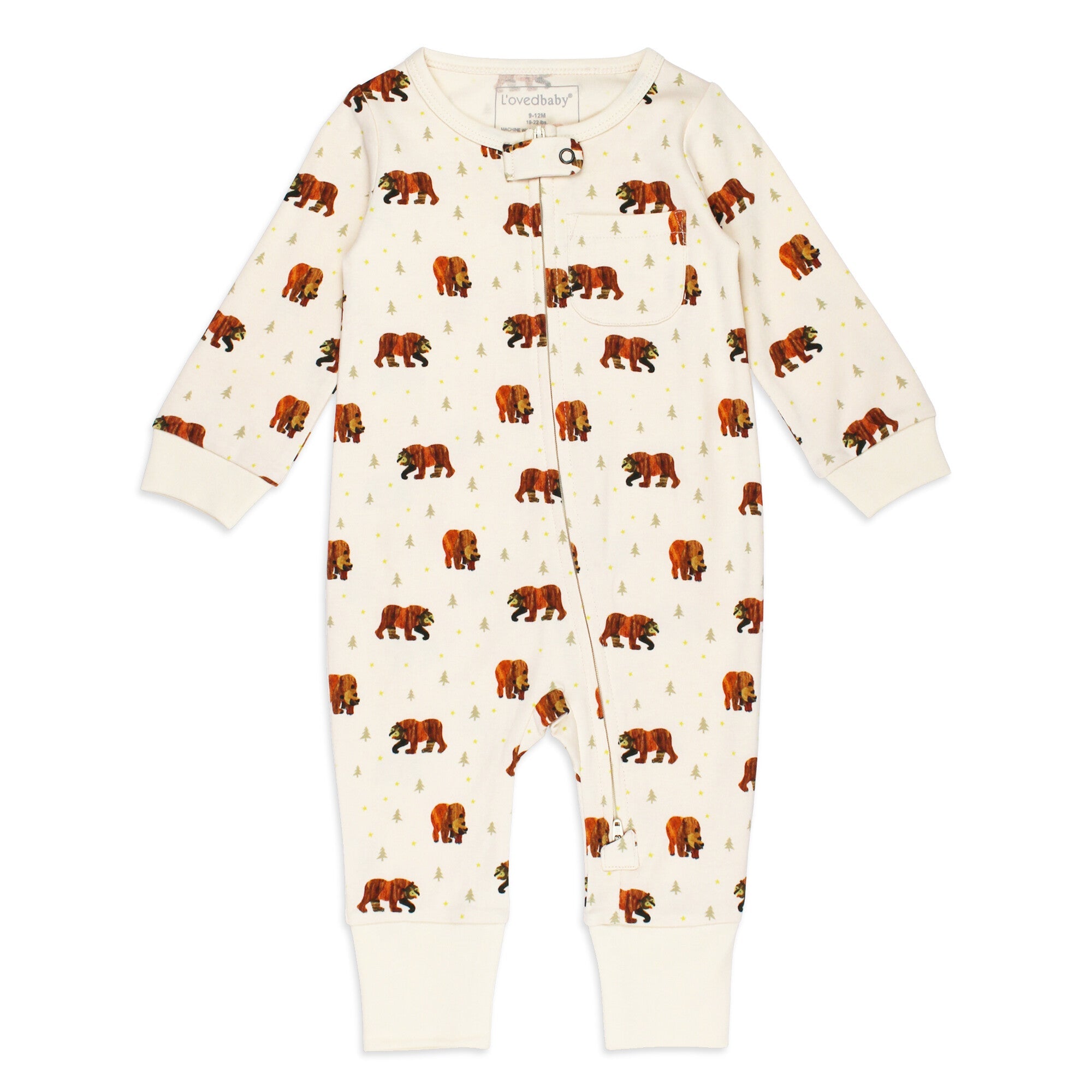 Brown Bear - Organic Zipper Romper