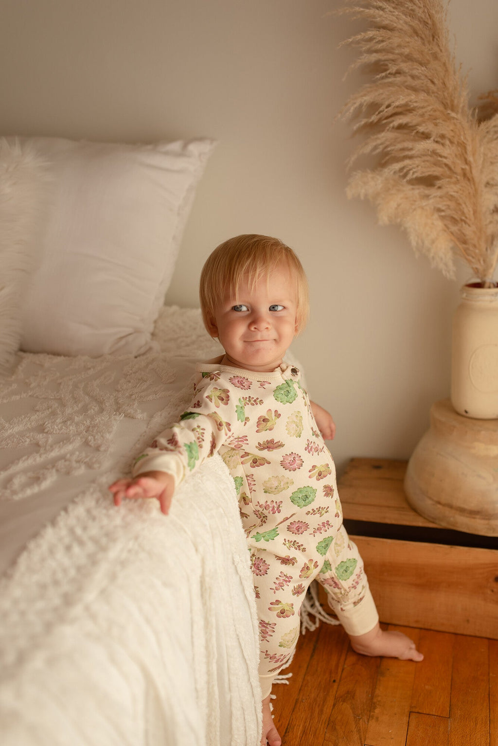 Buttercream Succulents - Organic Zipper Romper