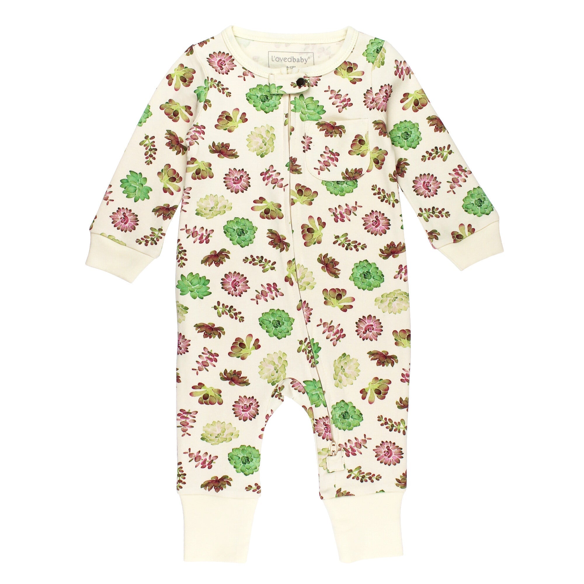 Buttercream Succulents - Organic Zipper Romper