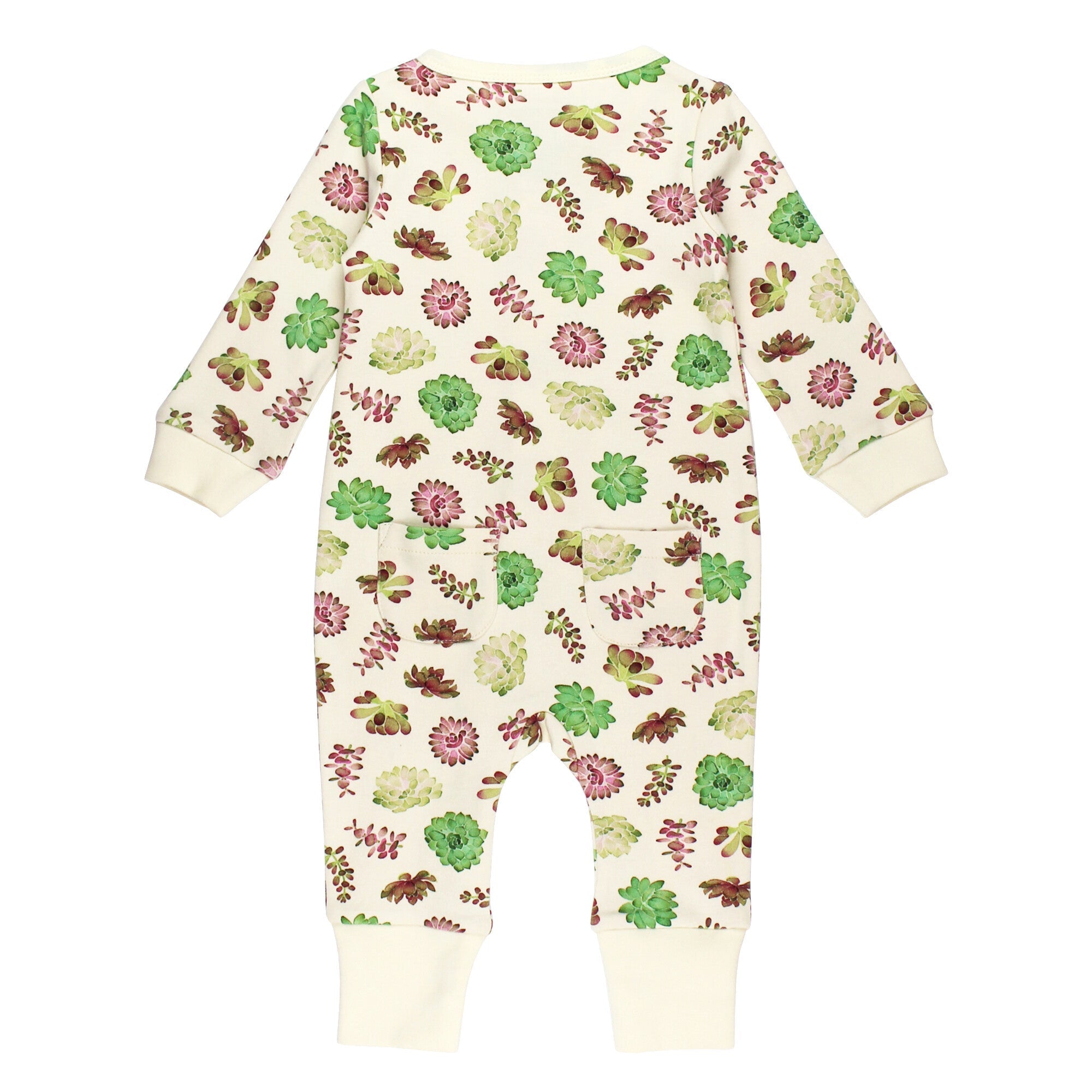 Buttercream Succulents - Organic Zipper Romper