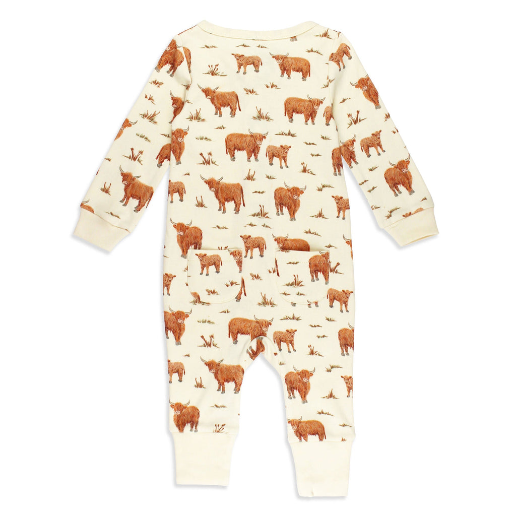 Highland Cow - Organic Zipper Romper