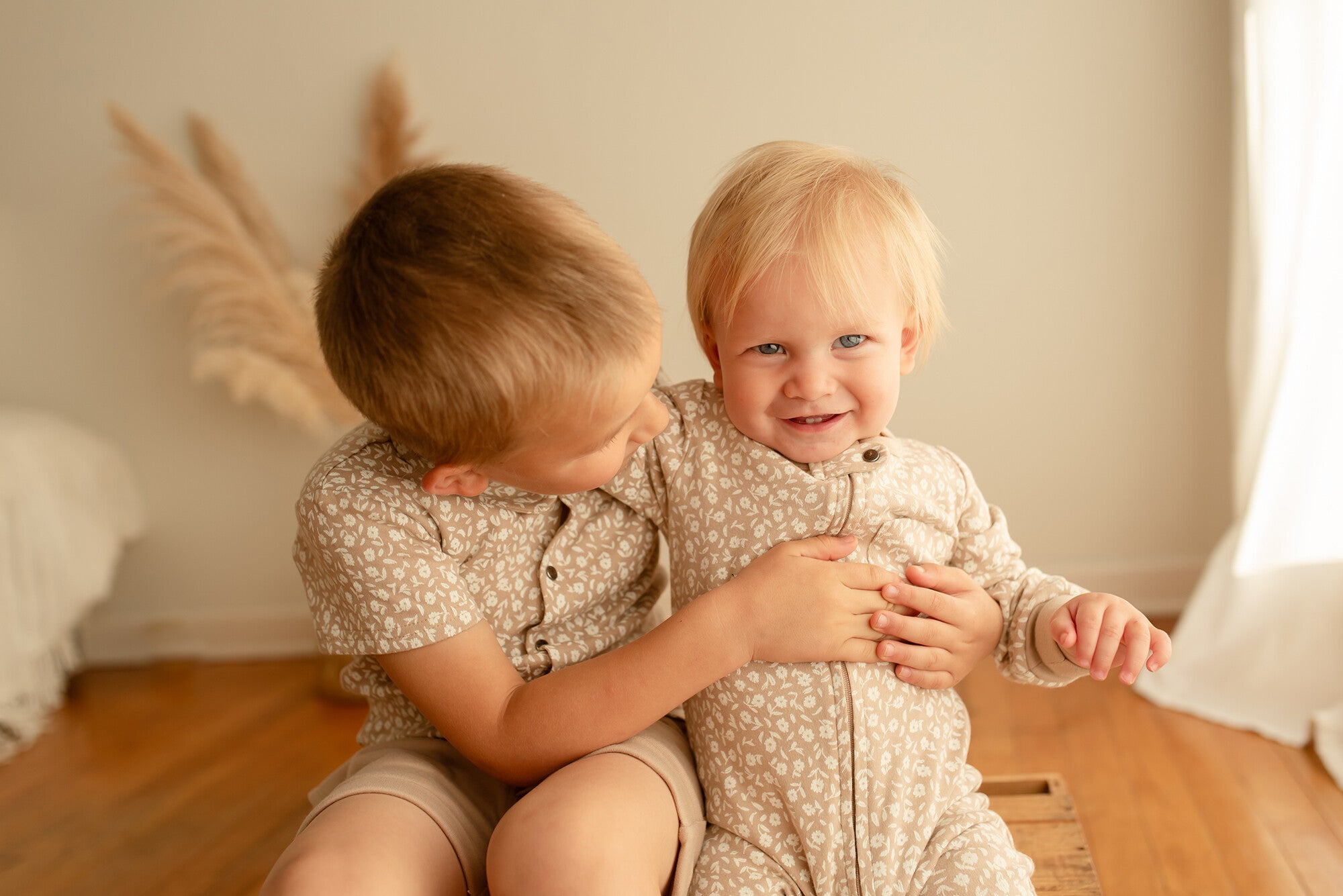 Oatmeal Ditsy Floral - Organic Zipper Romper