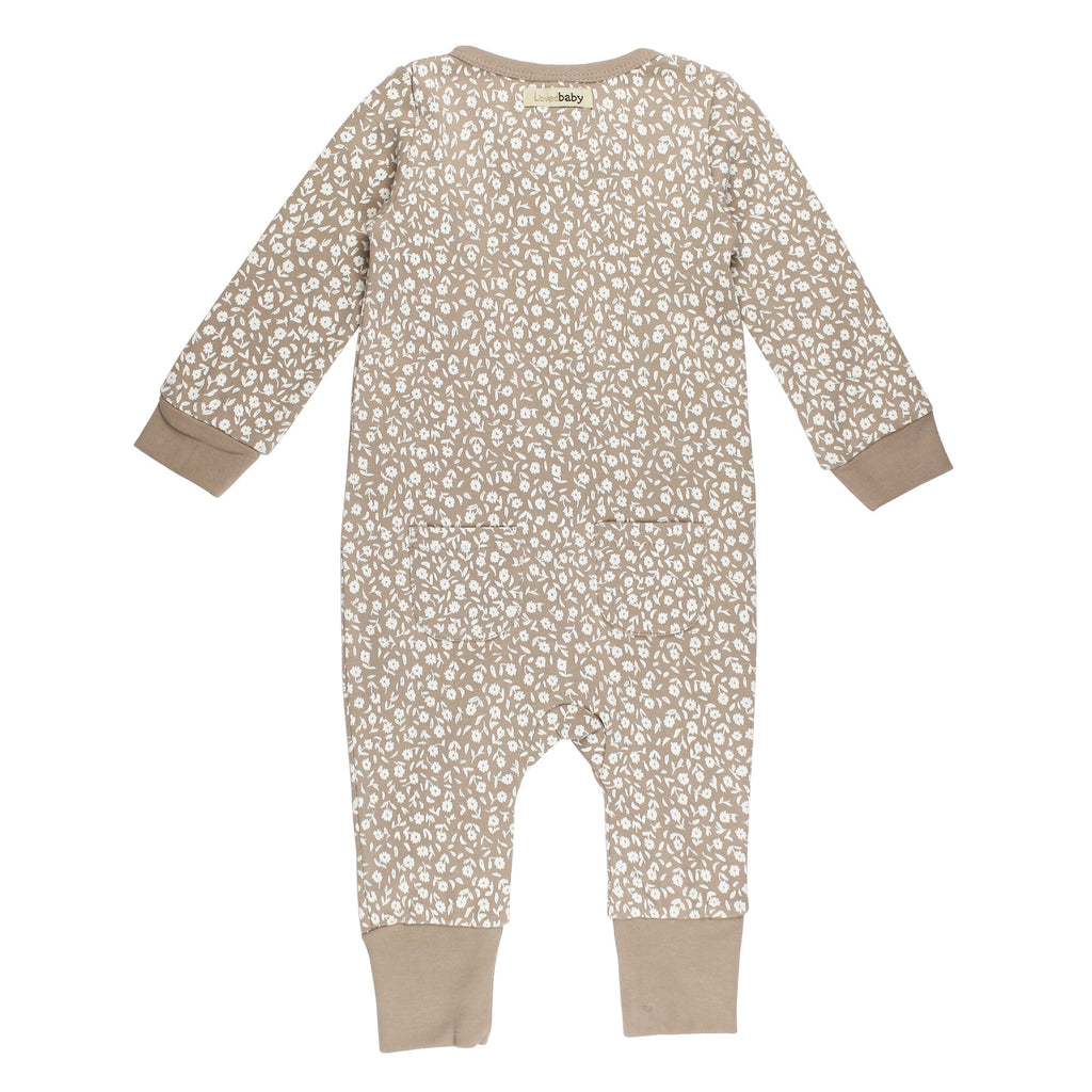 Oatmeal Ditsy Floral - Organic Zipper Romper