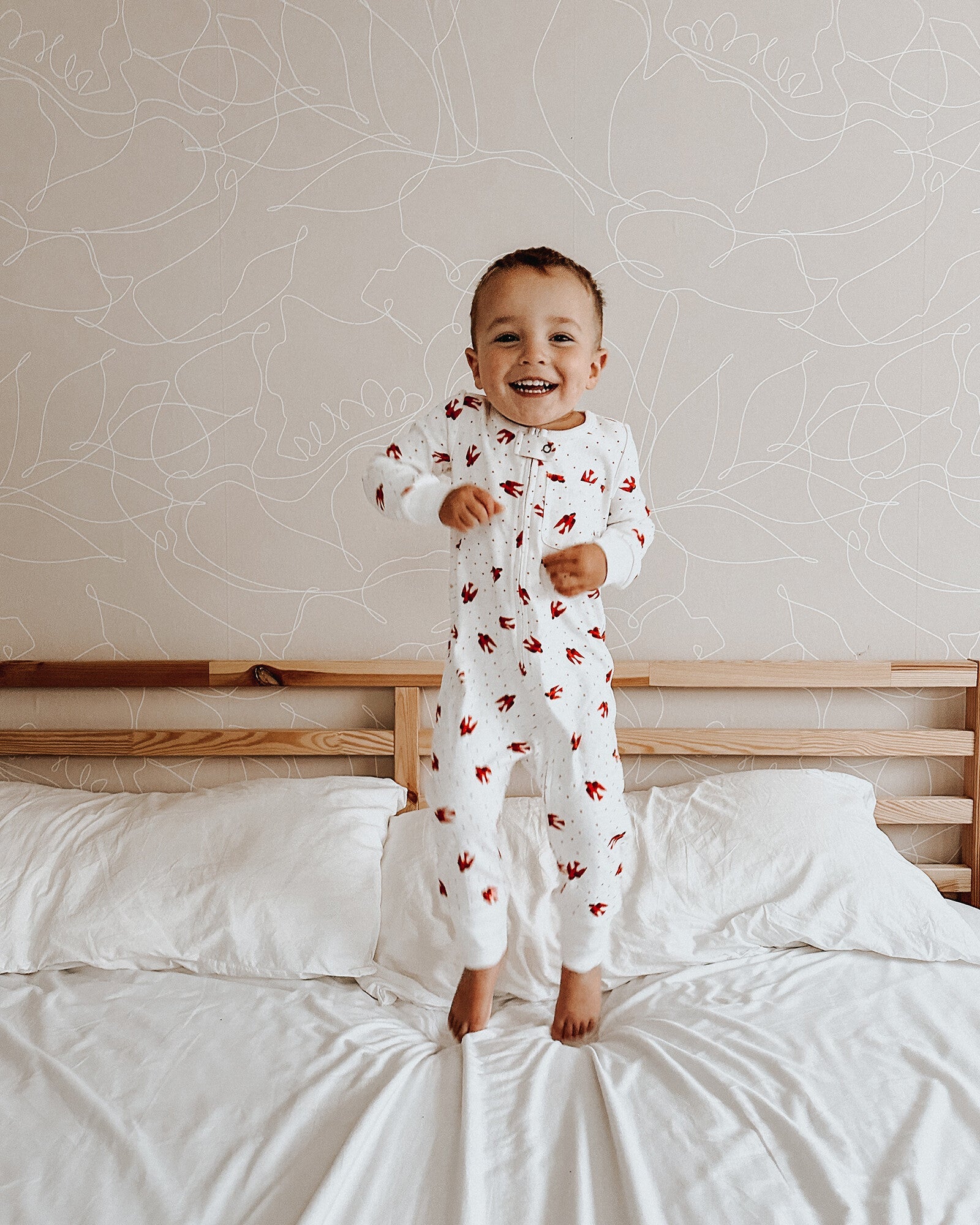 Red Bird - Organic Zipper Romper