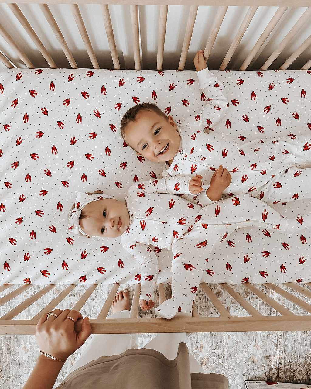 Red Bird - Organic Zipper Romper
