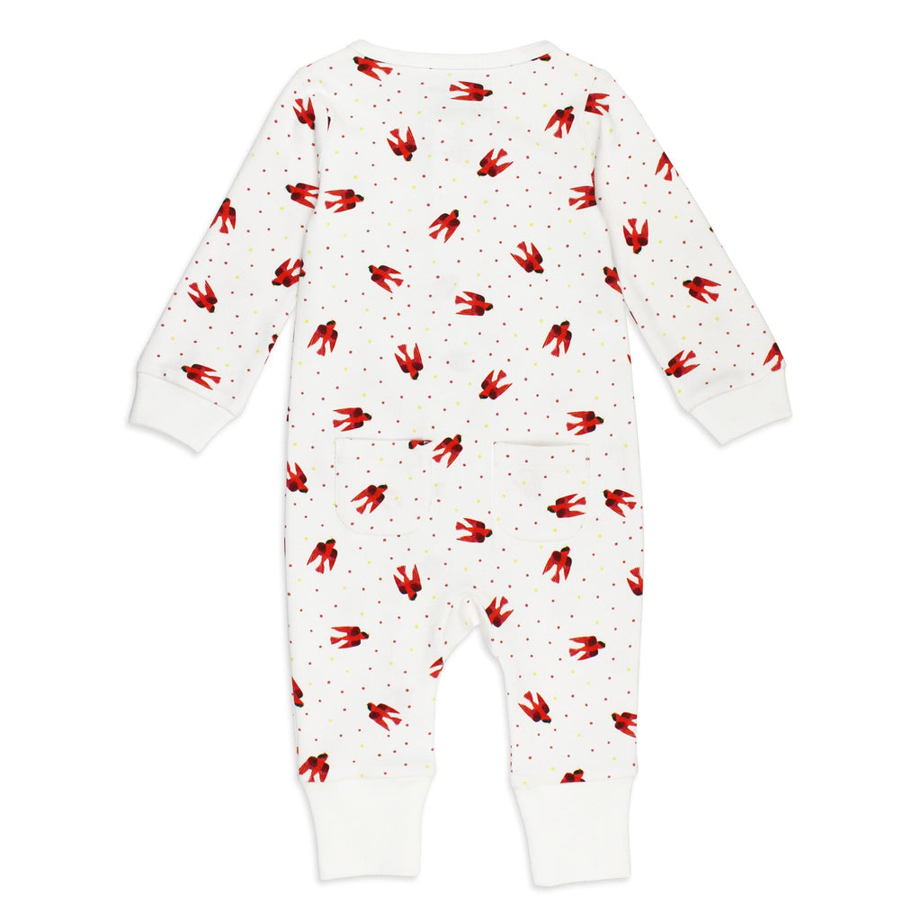 Red Bird - Organic Zipper Romper