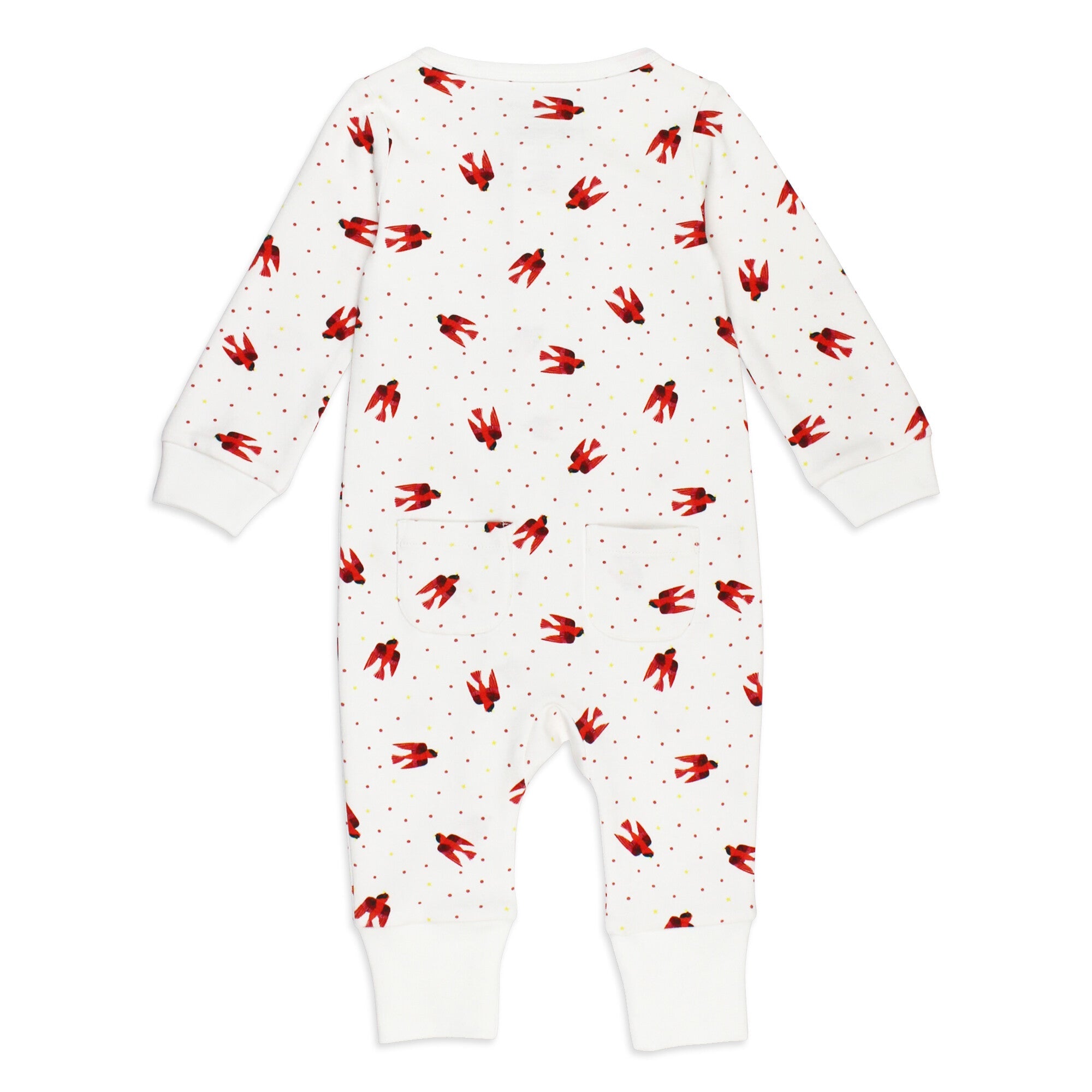 Red Bird - Organic Zipper Romper