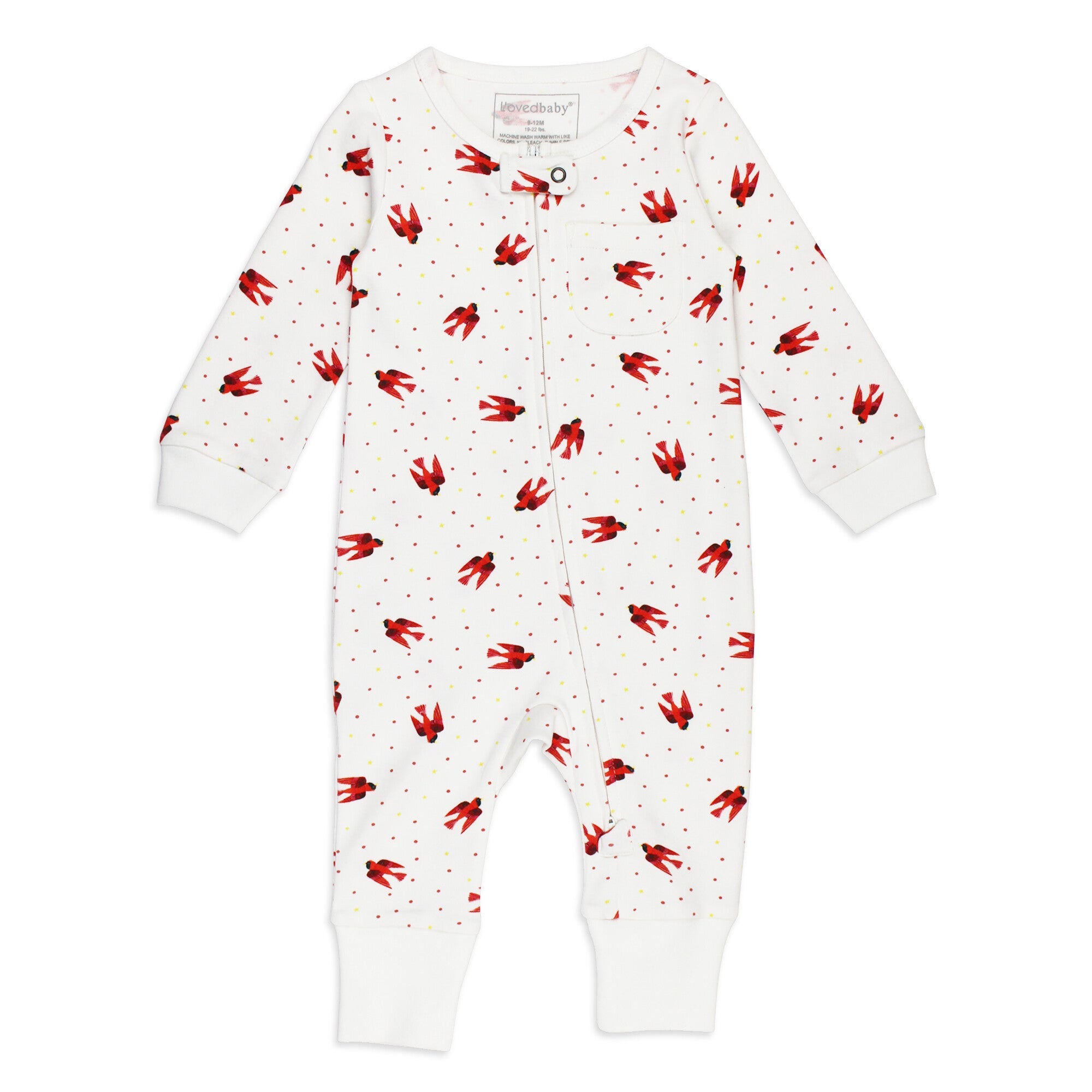 Red Bird - Organic Zipper Romper