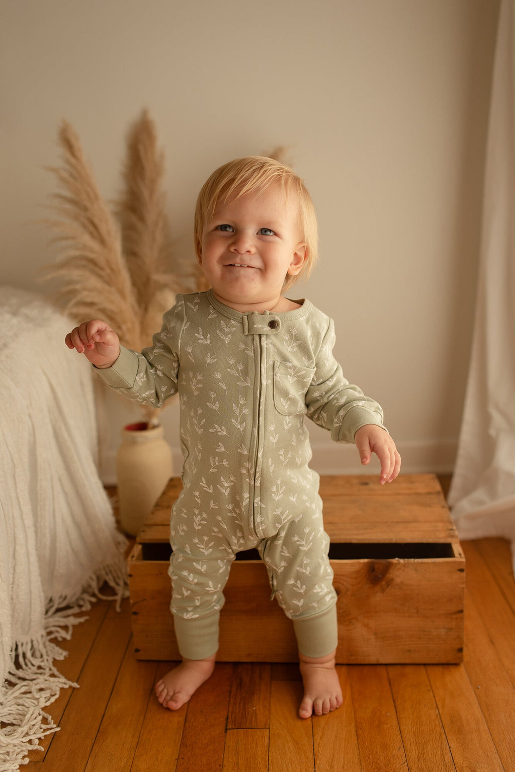 Seafoam Bloom - Organic Zipper Romper