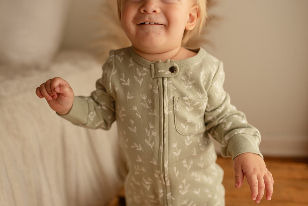 Seafoam Bloom - Organic Zipper Romper
