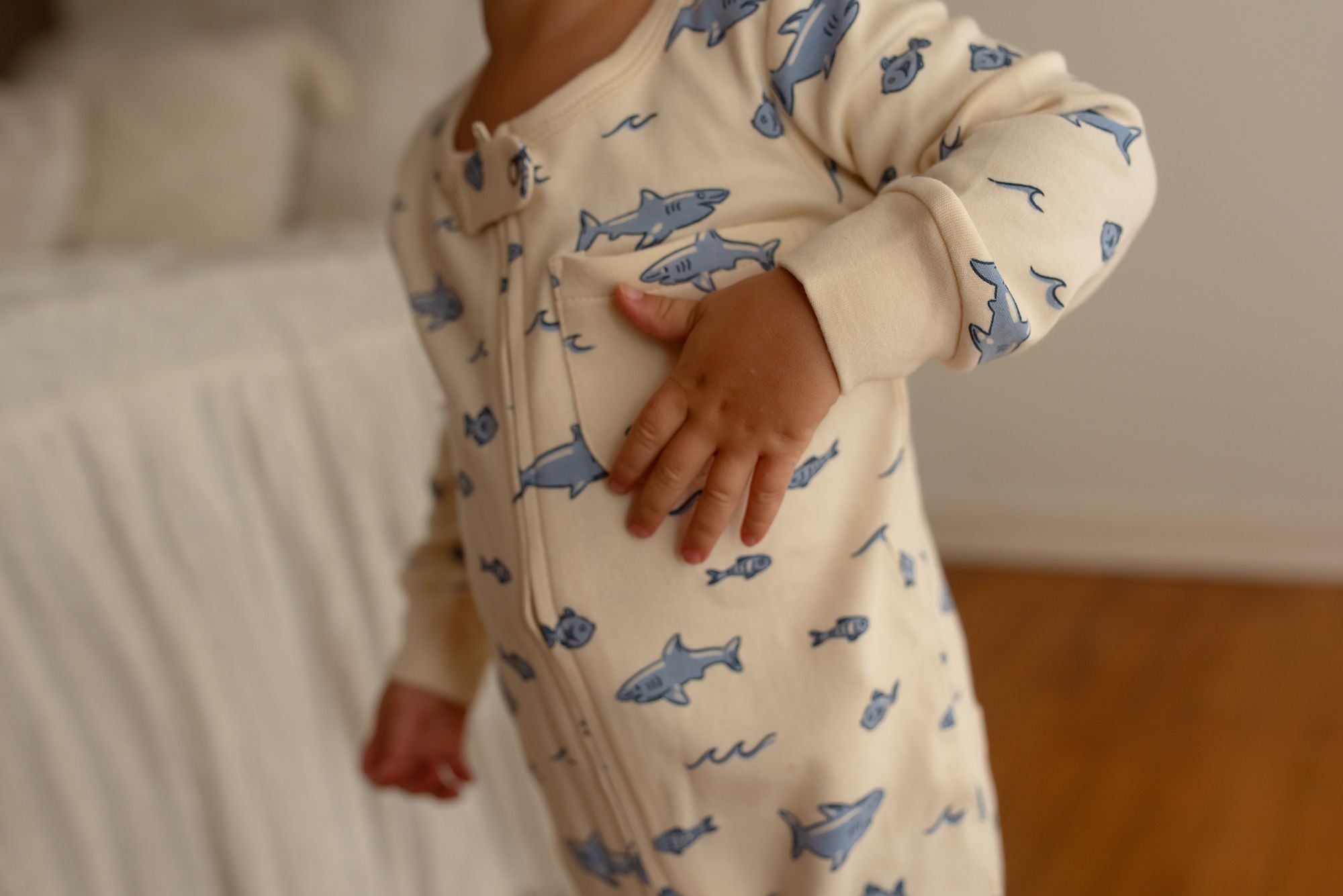 Shark - Organic Zipper Romper