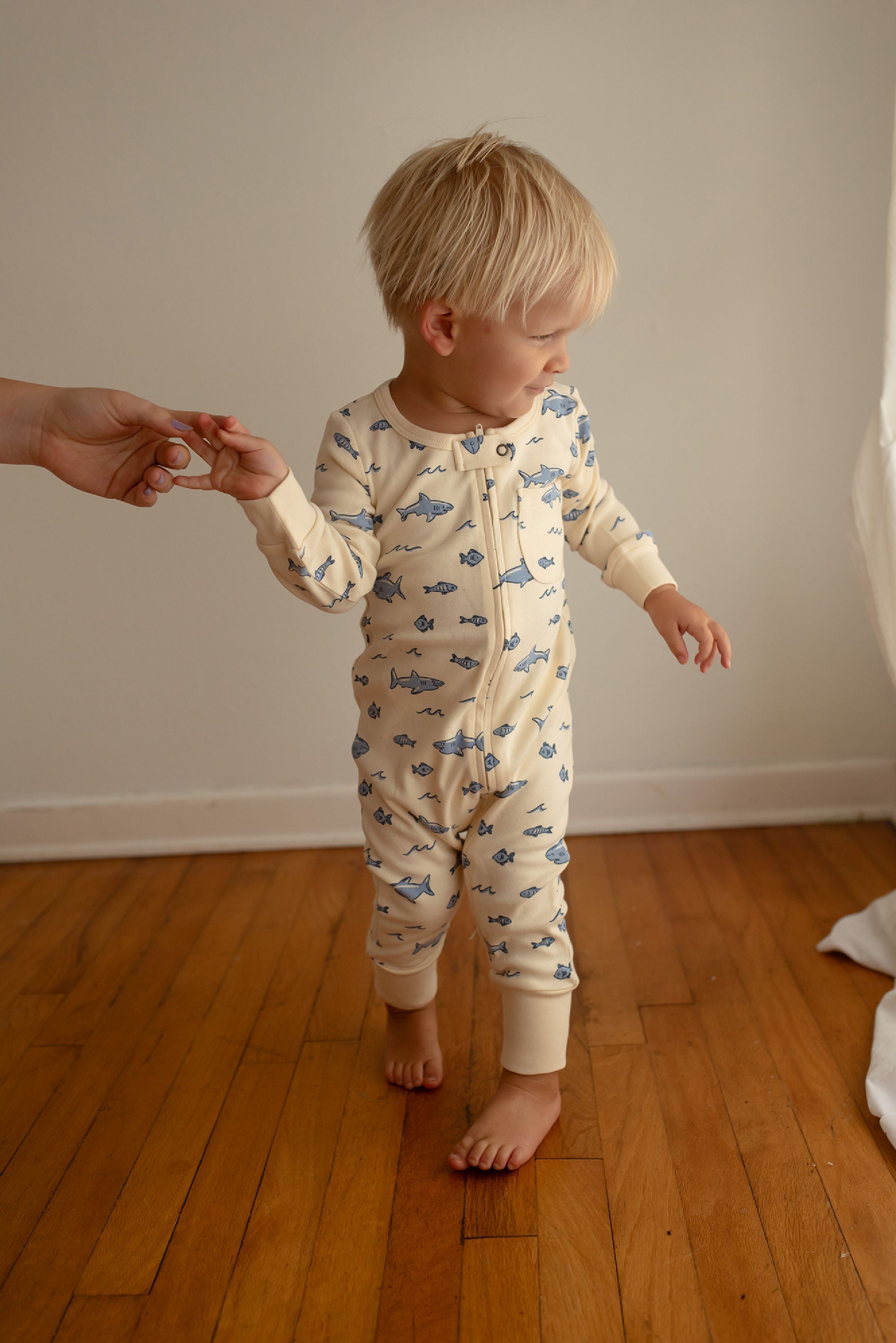Shark - Organic Zipper Romper