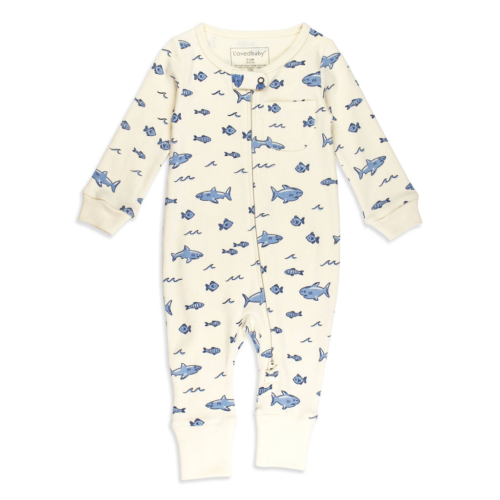 Shark - Organic Zipper Romper