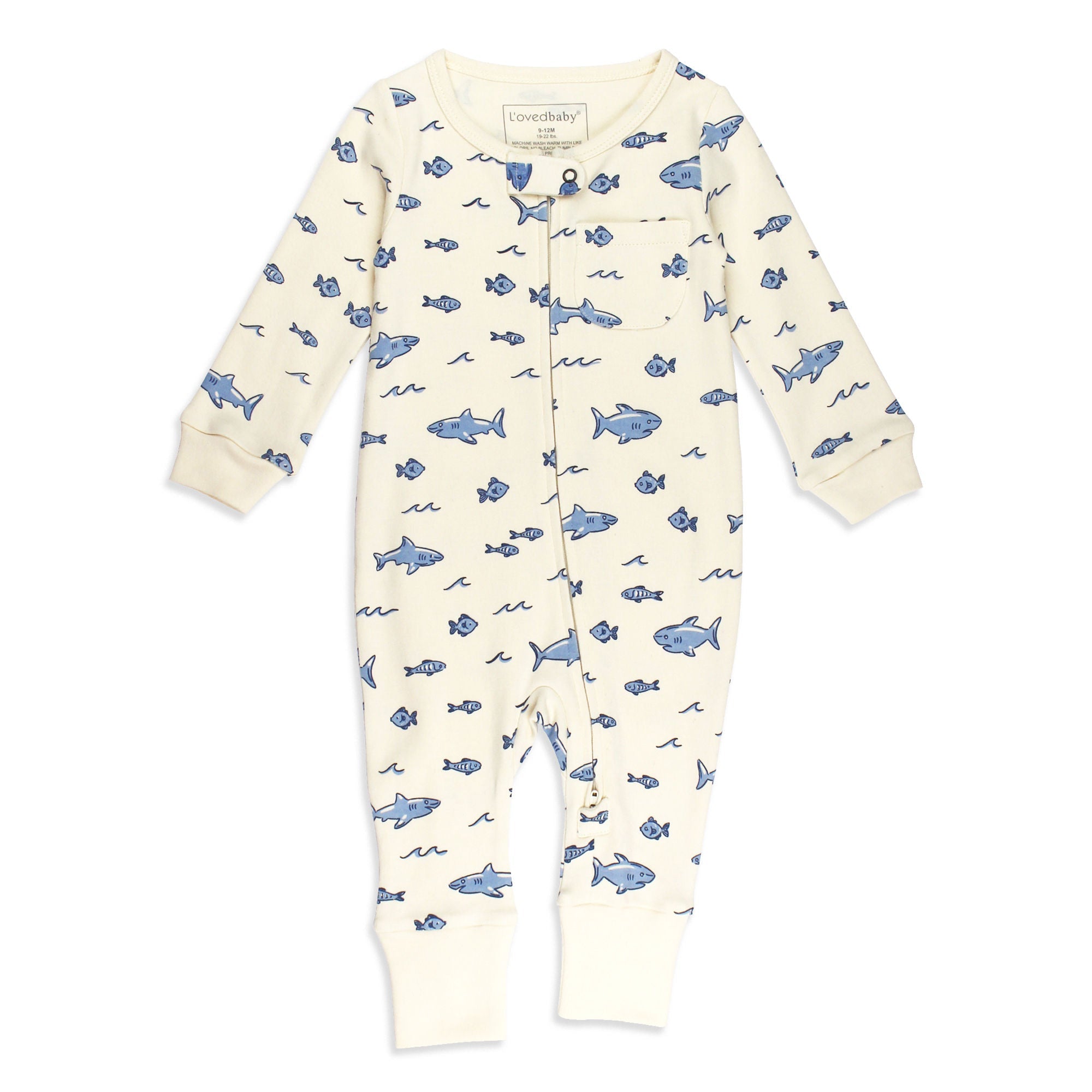 Shark - Organic Zipper Romper