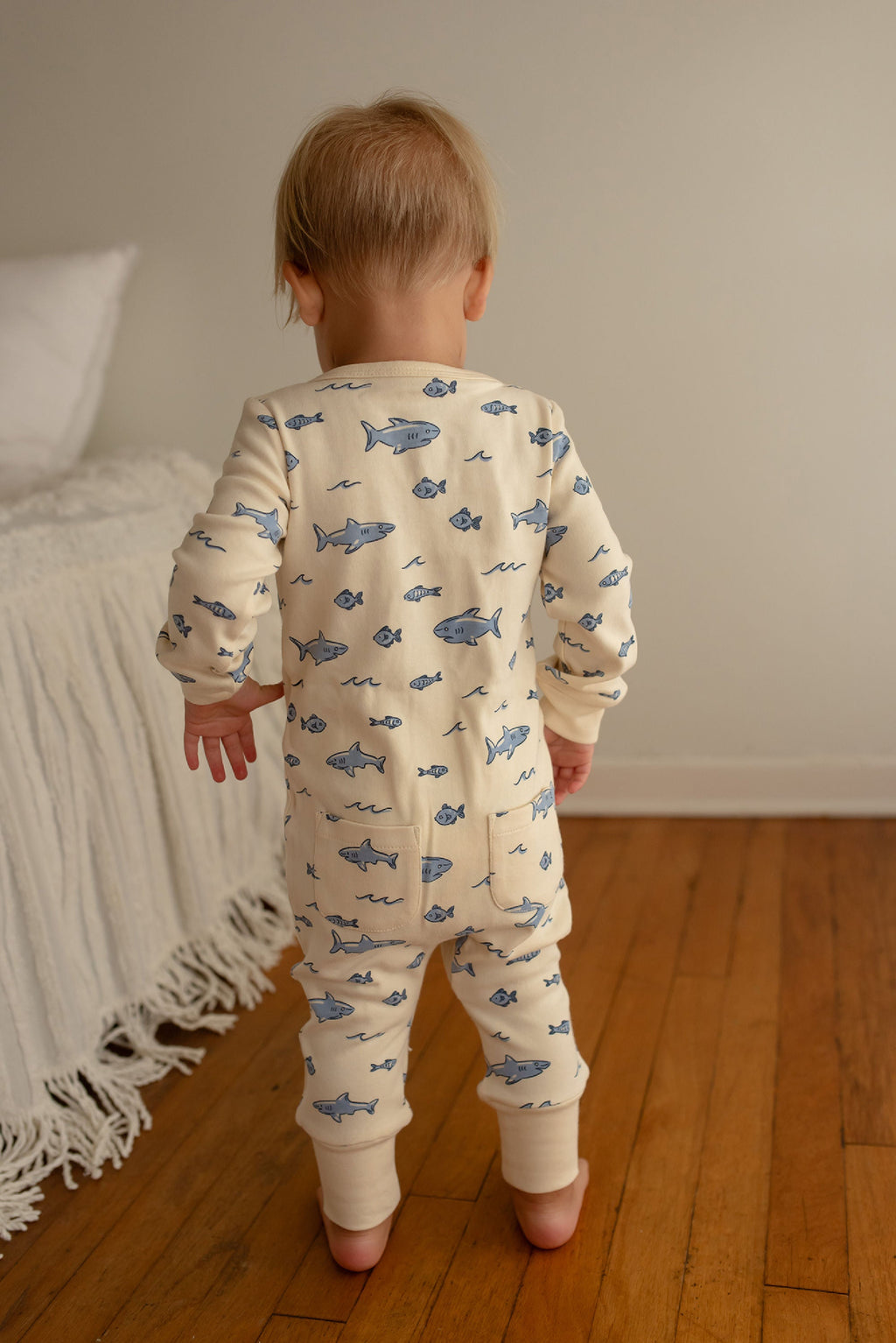 Shark - Organic Zipper Romper