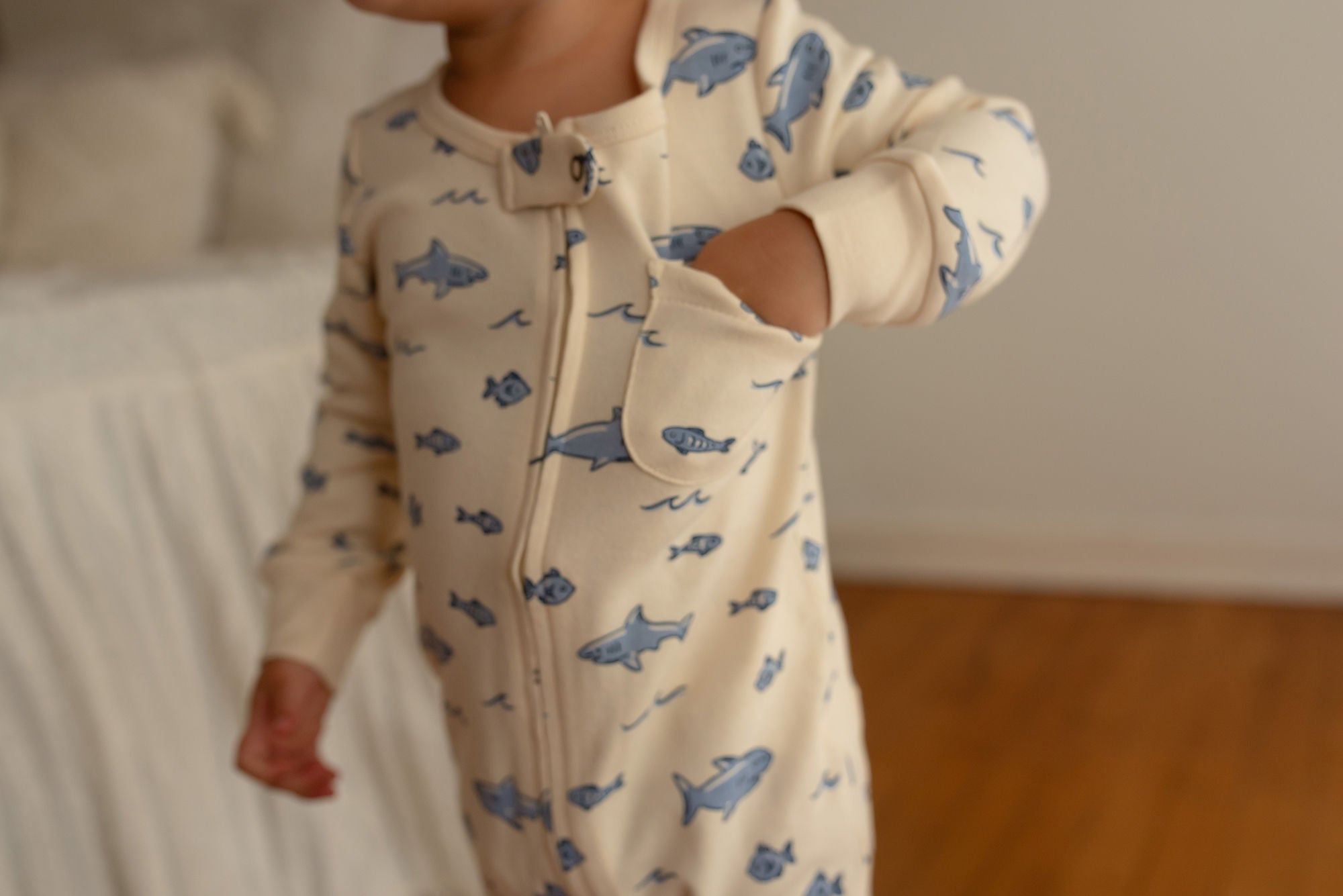 Shark - Organic Zipper Romper