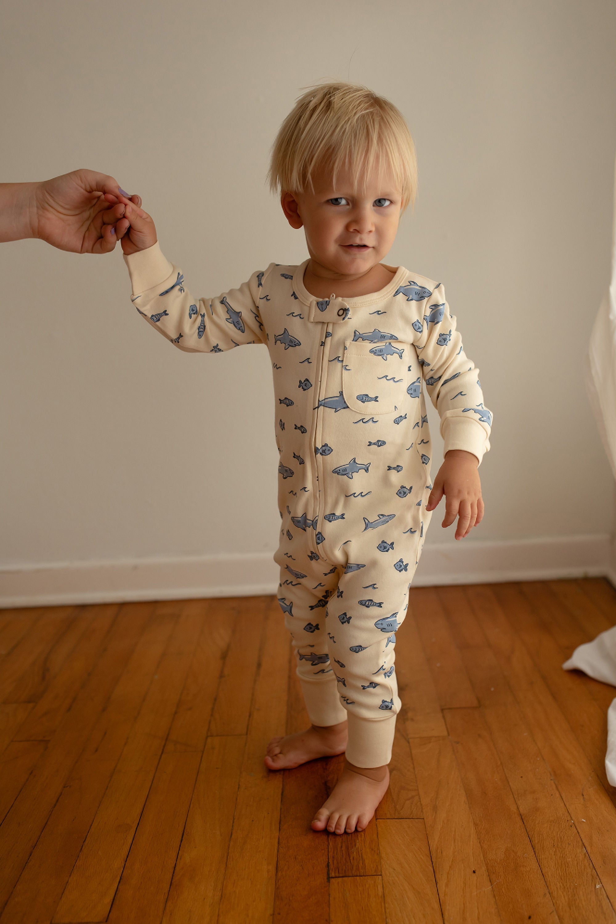 Shark - Organic Zipper Romper