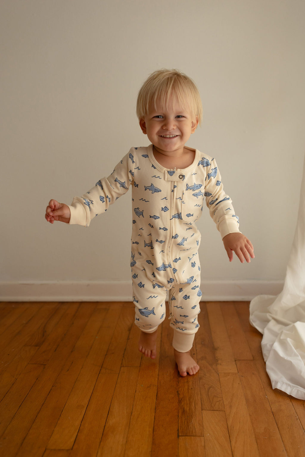 Shark - Organic Zipper Romper
