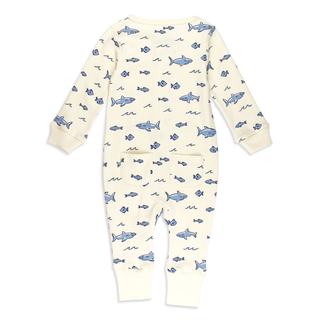 Shark - Organic Zipper Romper