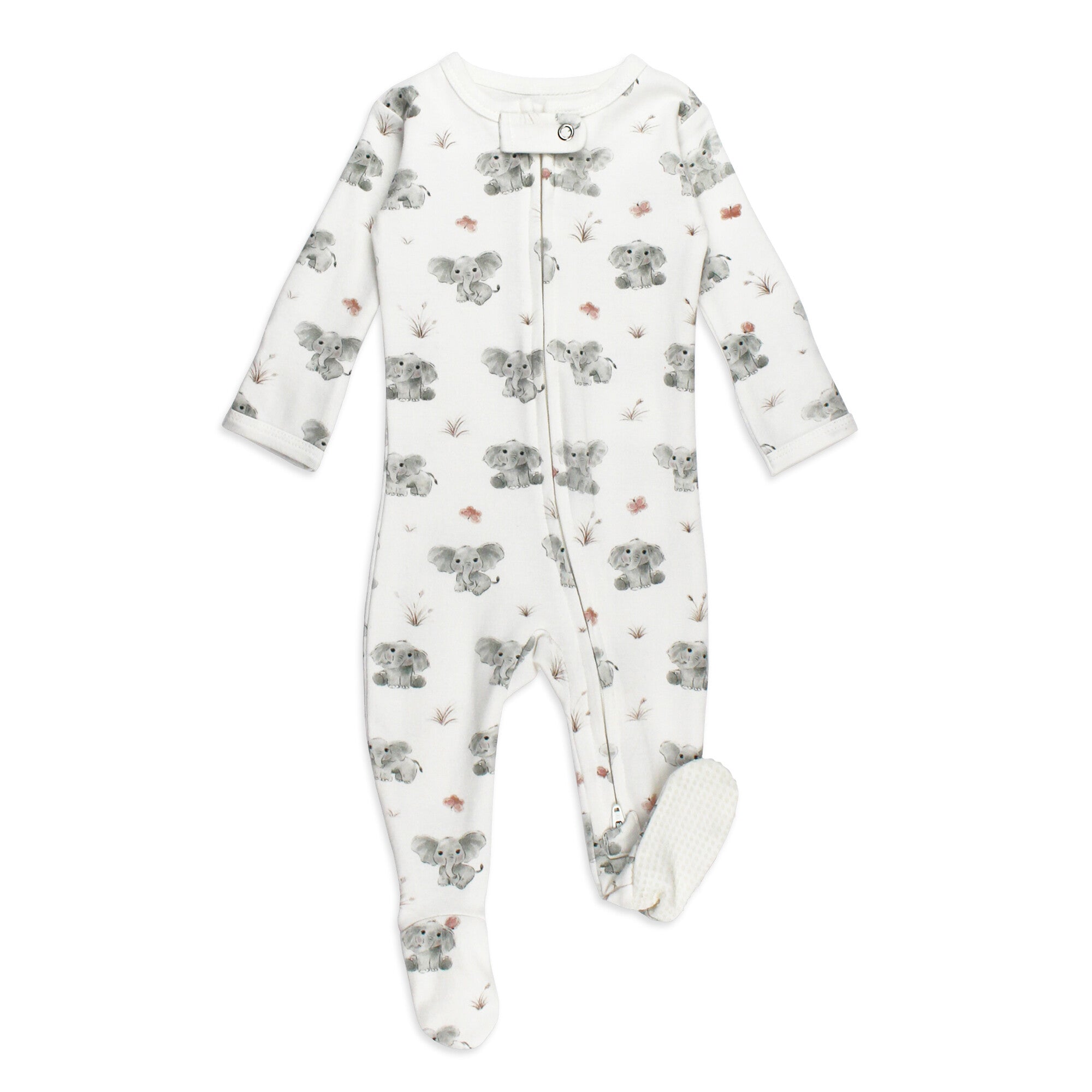 Baby Elephant - Organic Zipper Footie