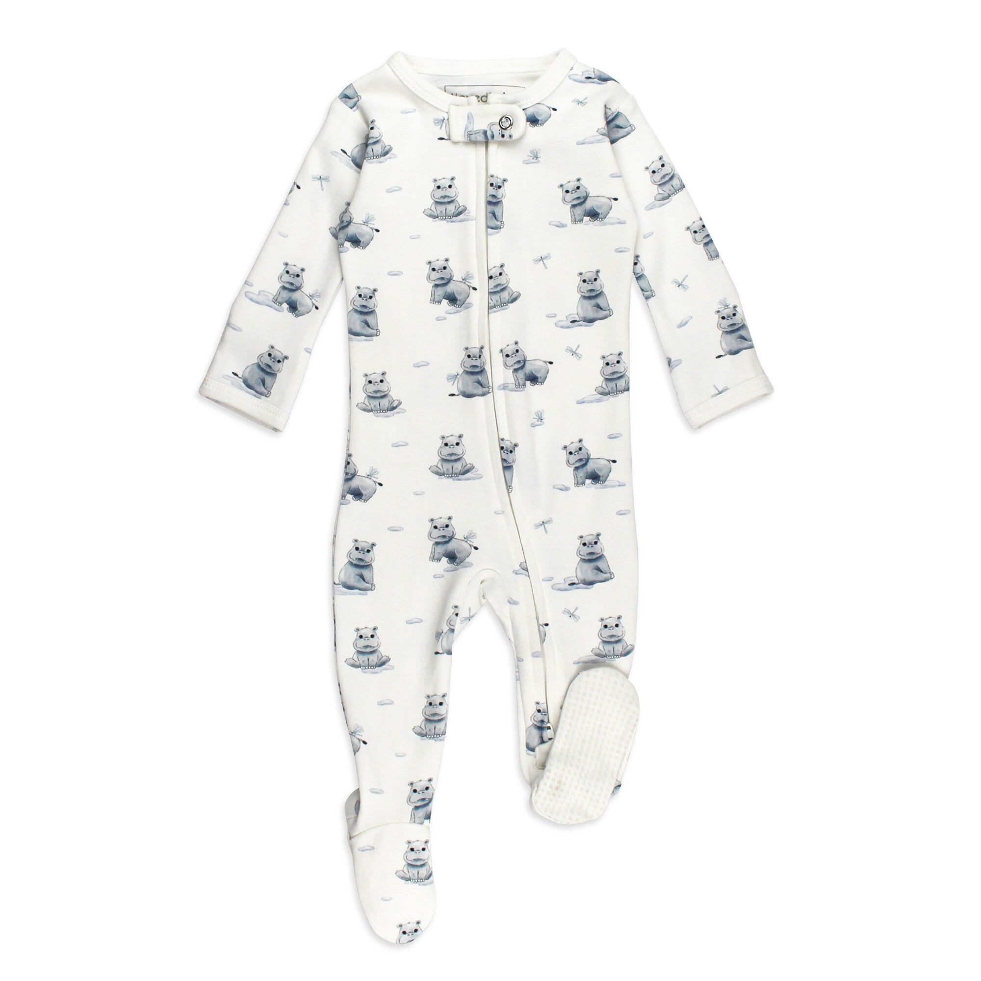 Baby Hippo - Organic Zipper Footie