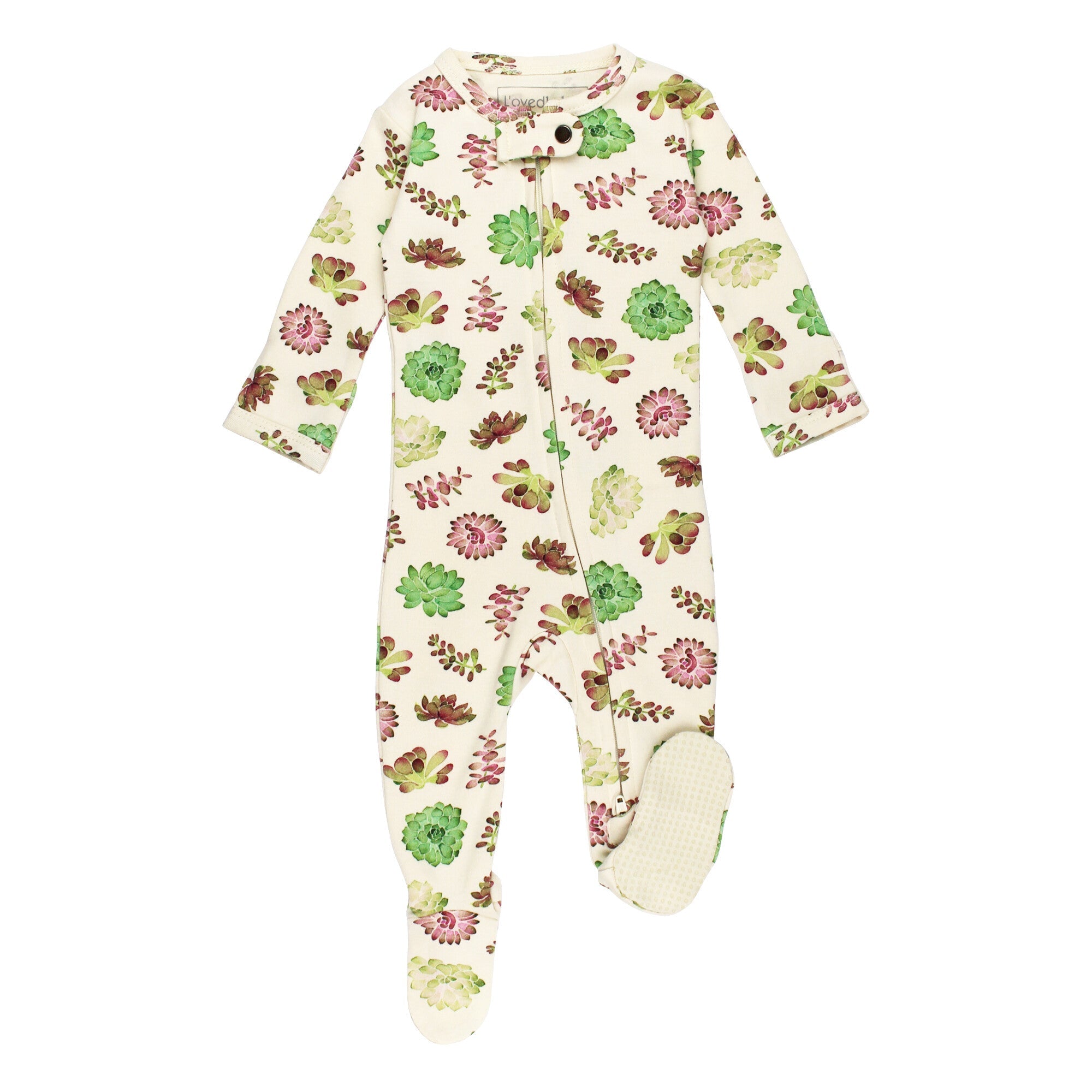 Buttercream Succulents - Organic Zipper Footie