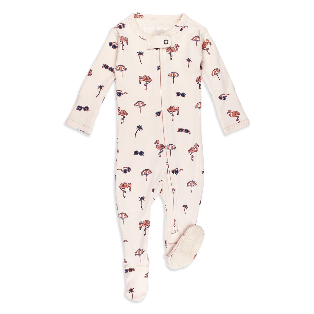 Flamingo - Organic Zipper Footie