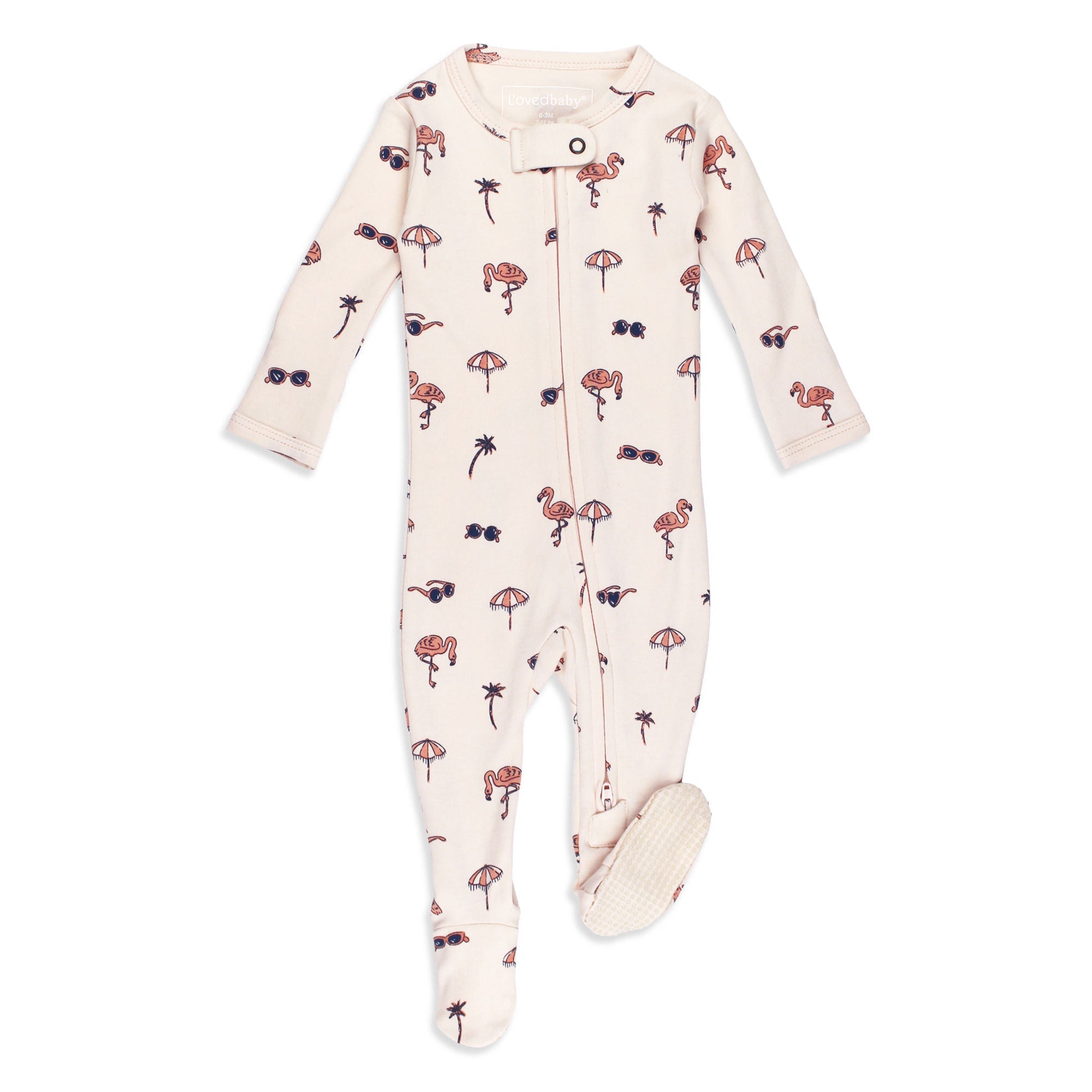 Flamingo - Organic Zipper Footie