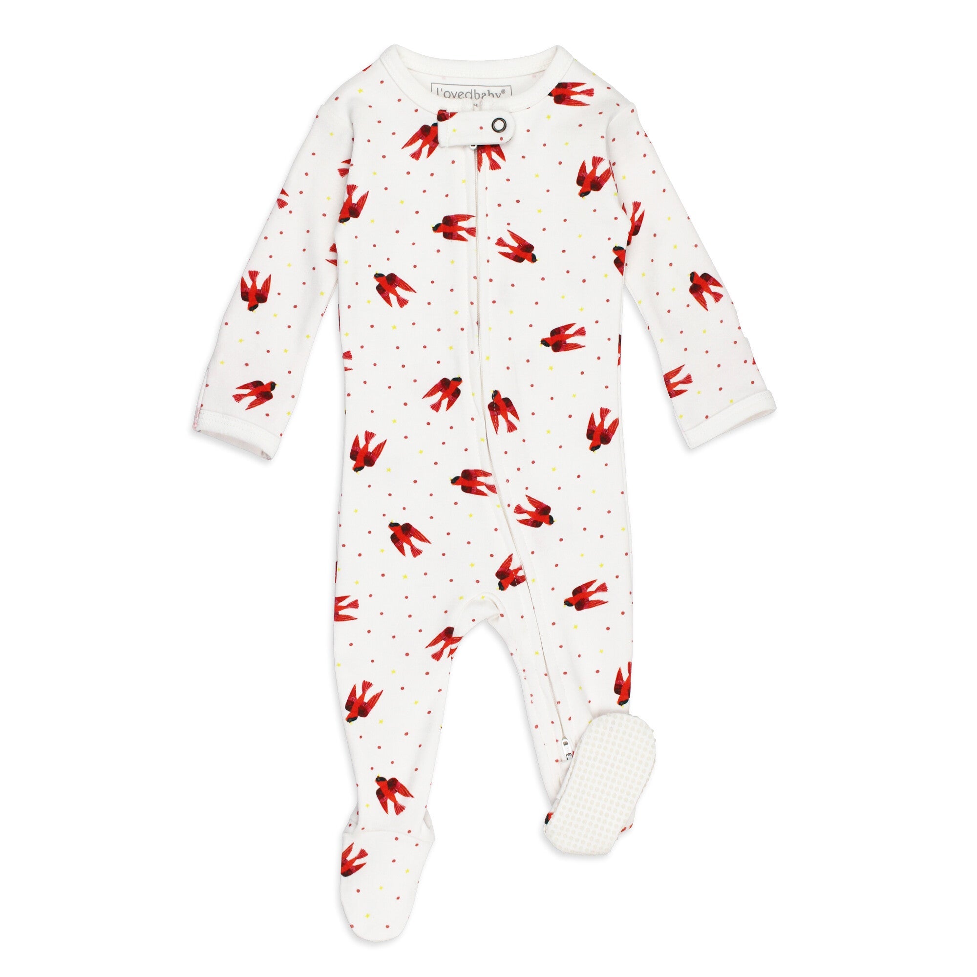 Red Bird - Organic Zipper Footie