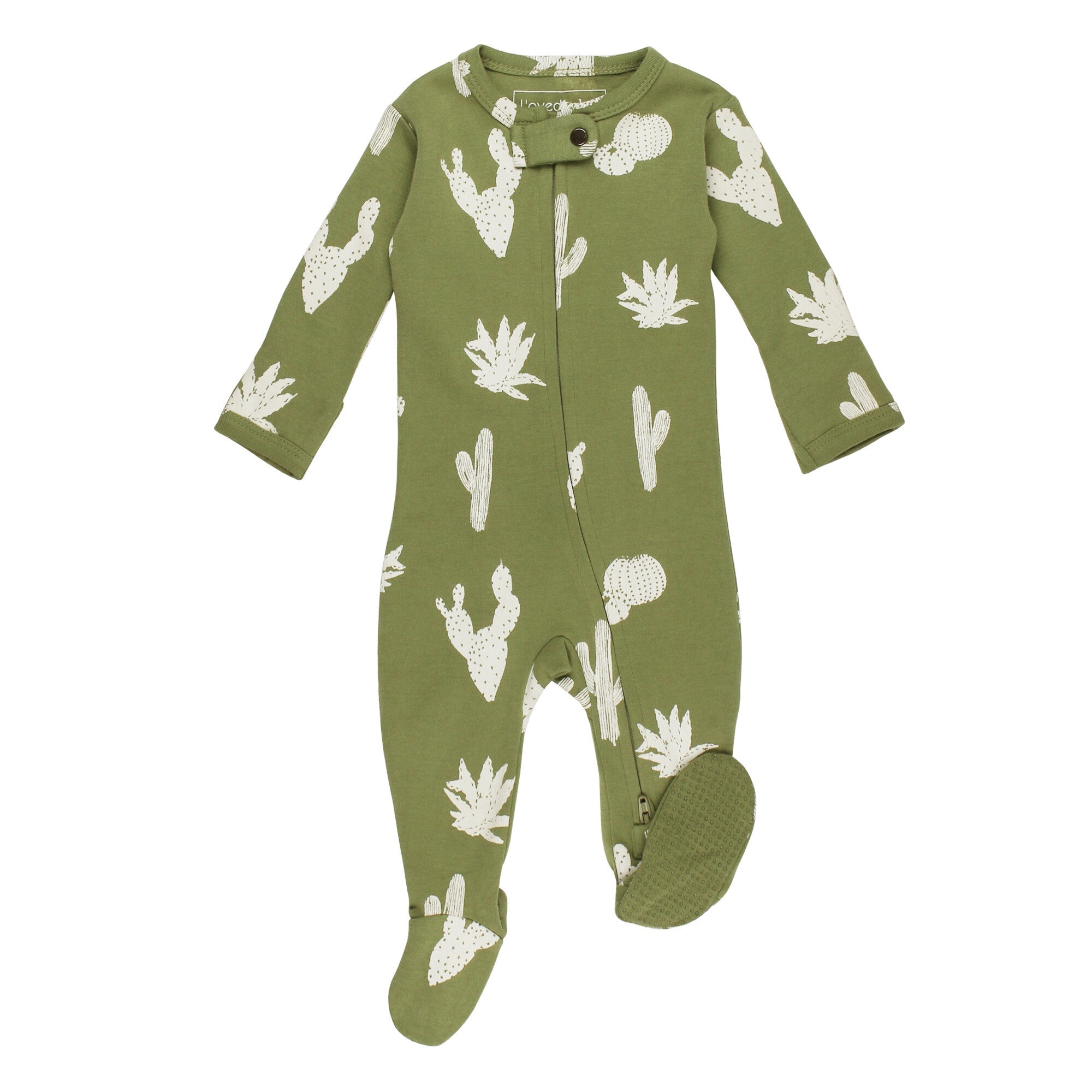 Sage Cactus - Organic Zipper Footie